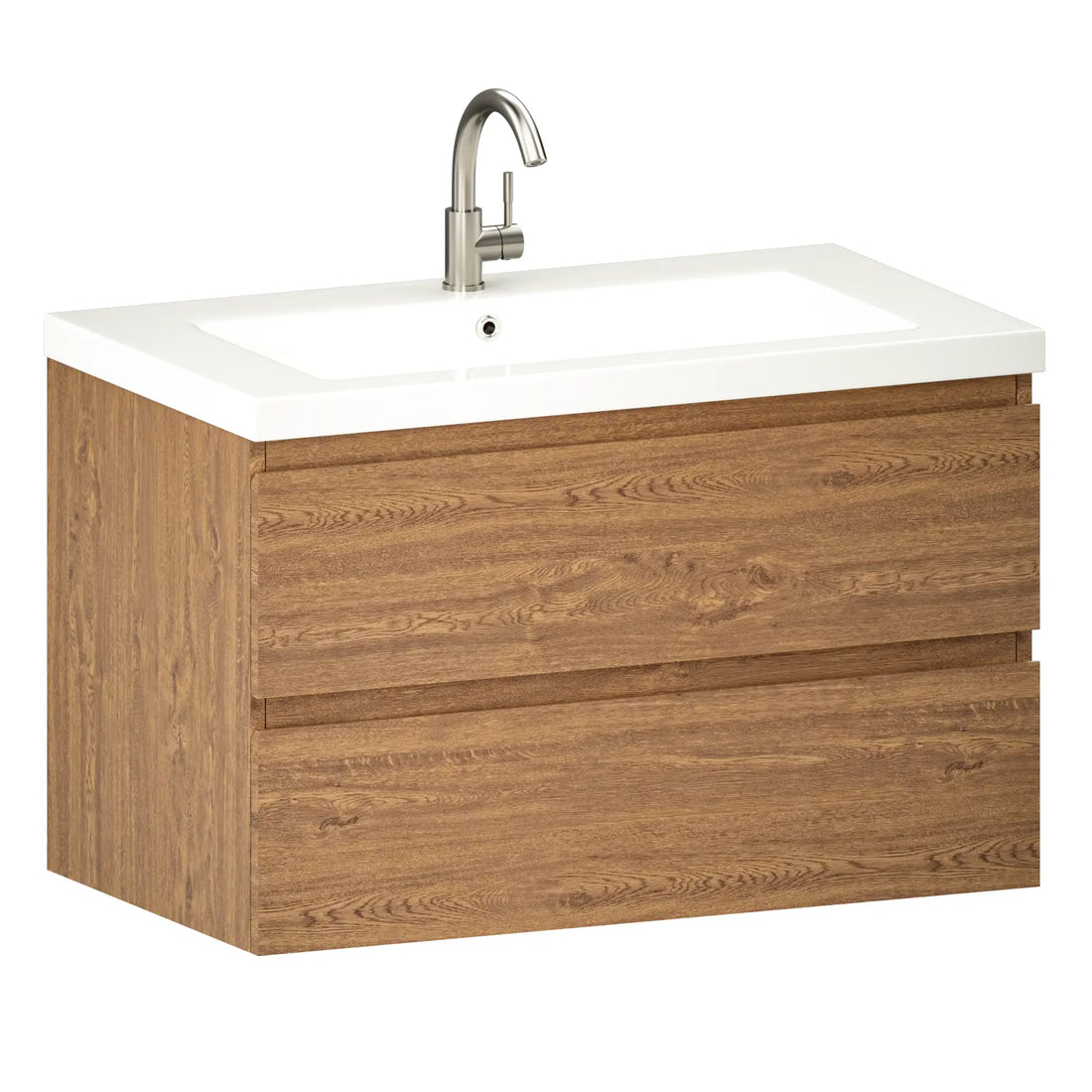 Badezimmermöbel Sova – 80 cm – Warm eiche – Weißes Waschbecken