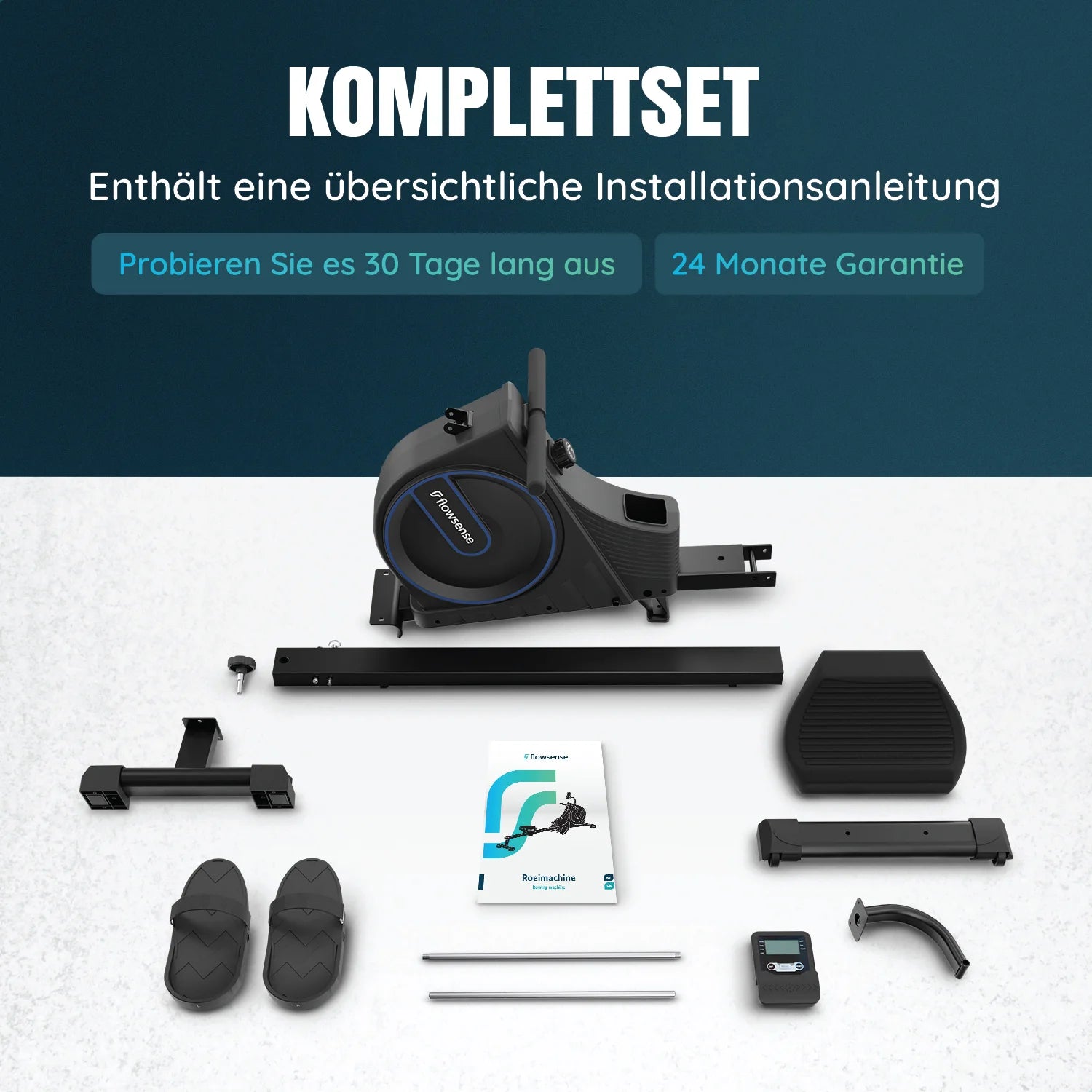 Rudergerät - 16 Widerstandsstufen - LCD-Bildschirm