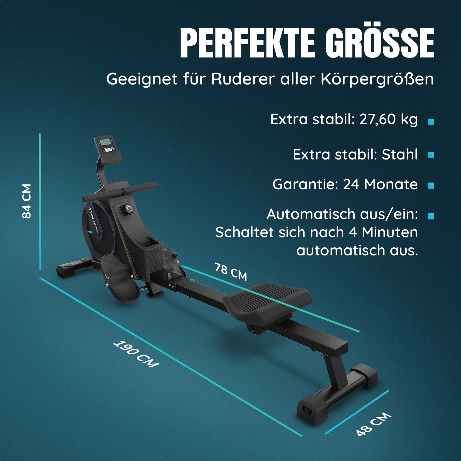 Rudergerät - 16 Widerstandsstufen - LCD-Bildschirm