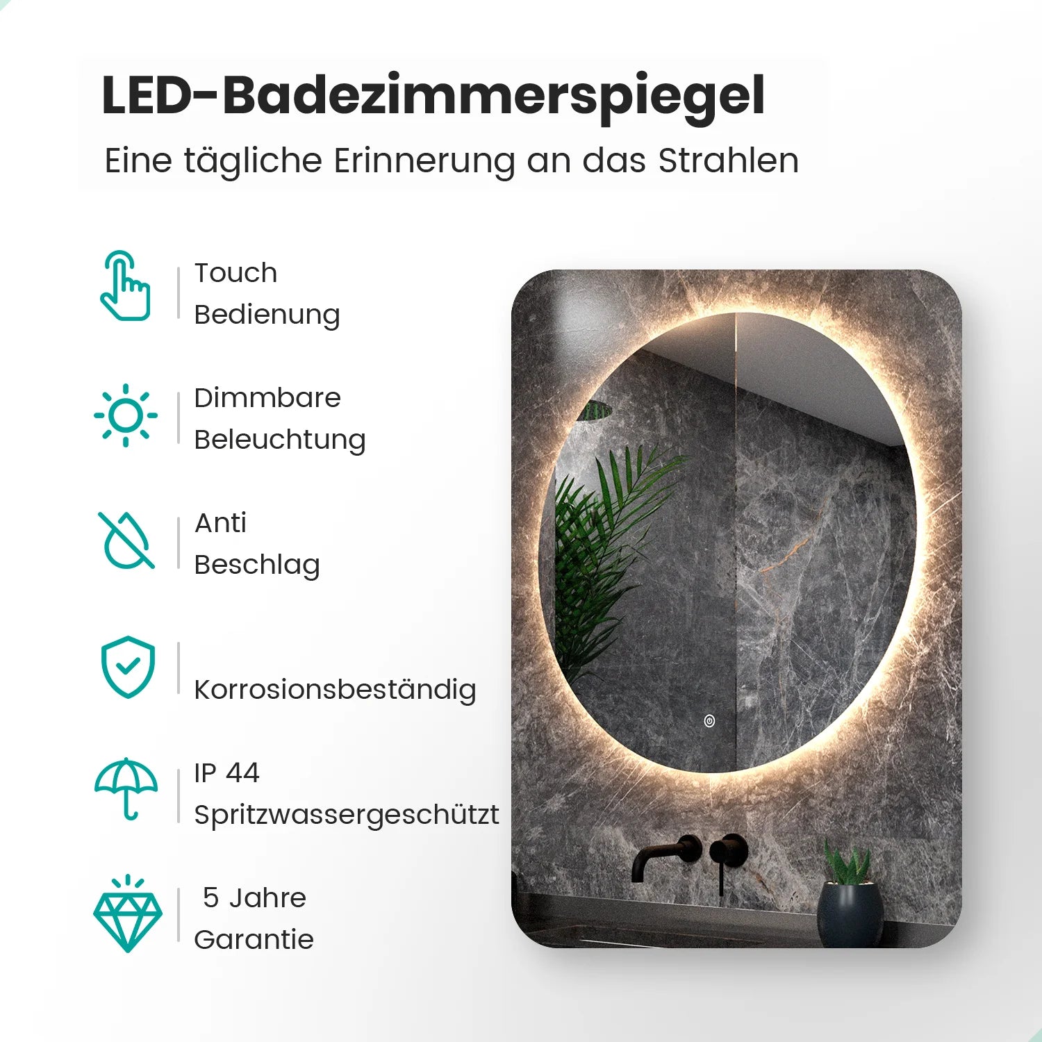 Badezimmerspiegel - Rund - 100cm – Rahmenlos