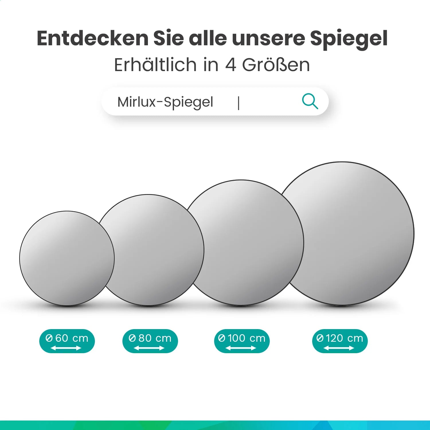 Badezimmerspiegel - Rund - 120 cm – Schwarzer Rahmen