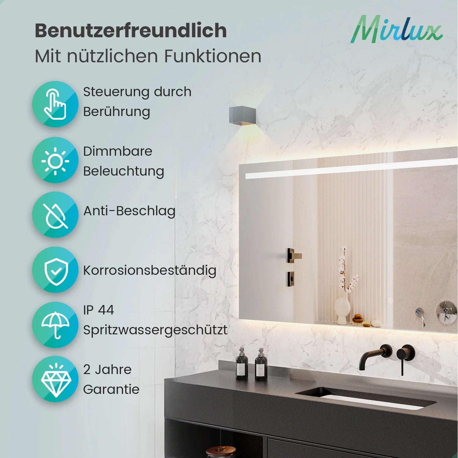Badezimmerspiegel Rechteck – 180x80 cm – Rahmenlos - Vorbestellen