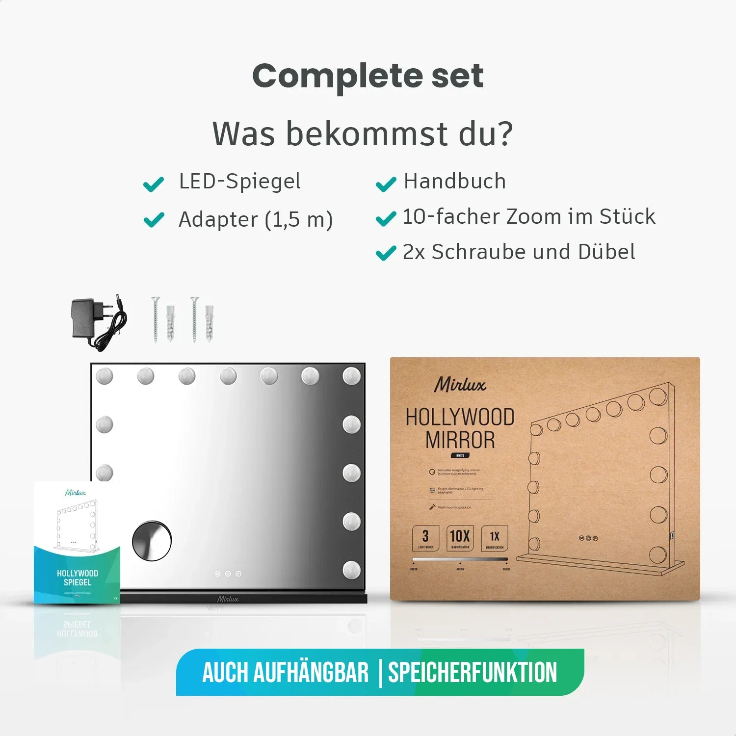 Hollywood Spiegel - Bluetooth-Lautsprecher - 58x48cm - Schwarz - Vorbestellen