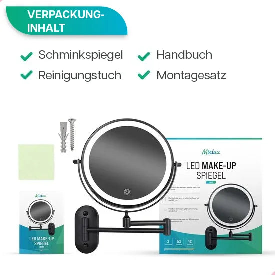 Schminkspiegel – Batterie – 5-fache Vergrößerung - Schwarz