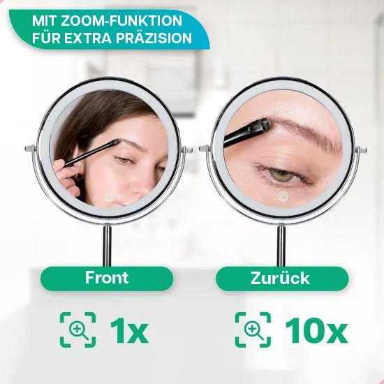 Schminkspiegel - Stehend - Wiederaufladbar - Chrom - 1-10-fache Vergrößerung