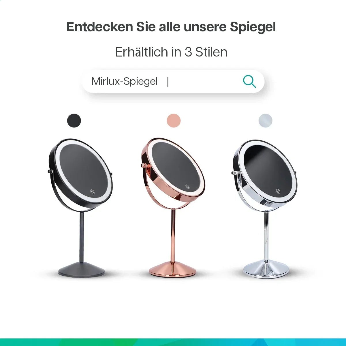 Schminkspiegel - Stehend - Wiederaufladbar - Chrom - 1-10-fache Vergrößerung