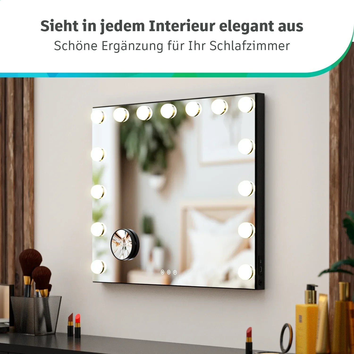 Hollywood Spiegel - Bluetooth-Lautsprecher - 58x48cm - Schwarz - Vorbestellen