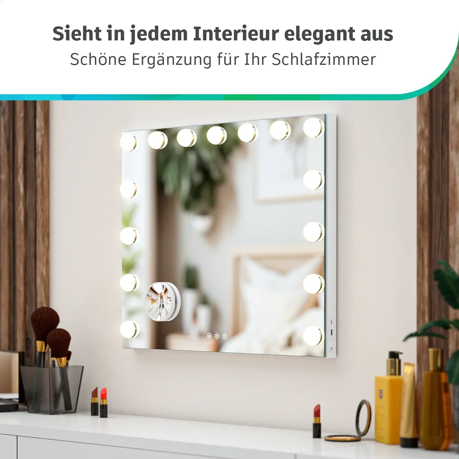 Hollywood Spiegel - Bluetooth-Lautsprecher - 58x48cm - Weiß