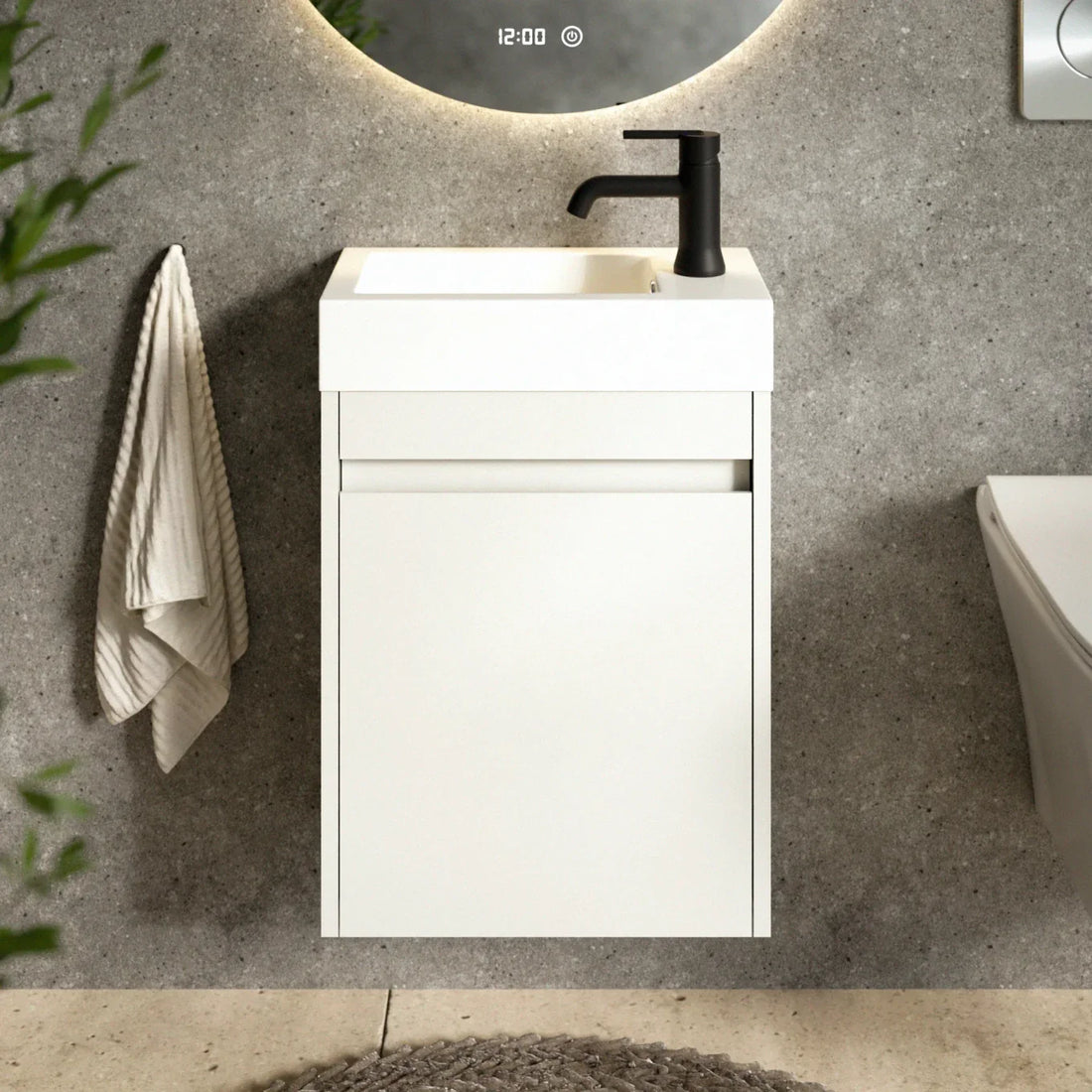 Gäste-WC-Möbel Vivo – 40 cm – Weiß - Weißes Waschbecken