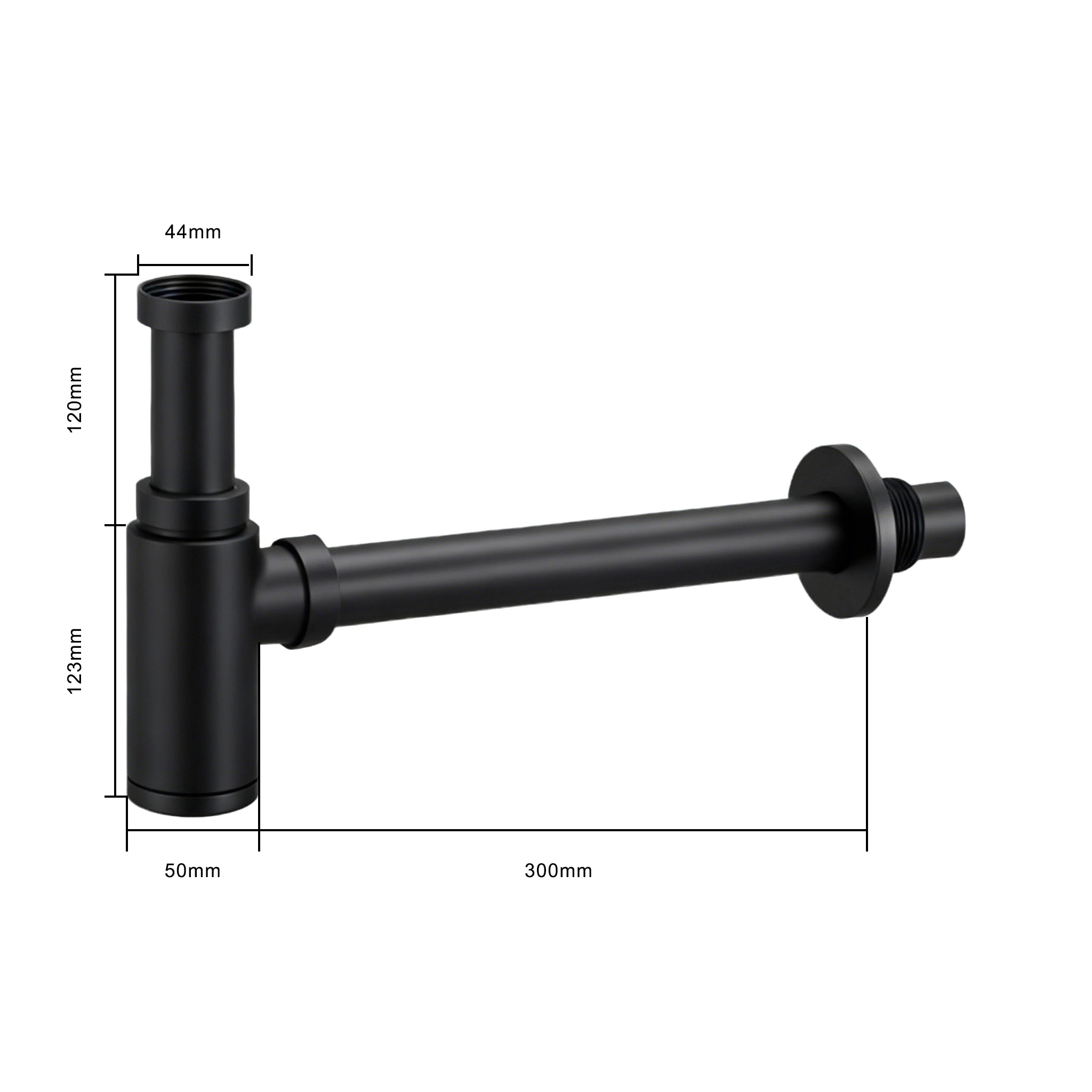Siphon Waschbecken - 44 mm - Mattschwarz