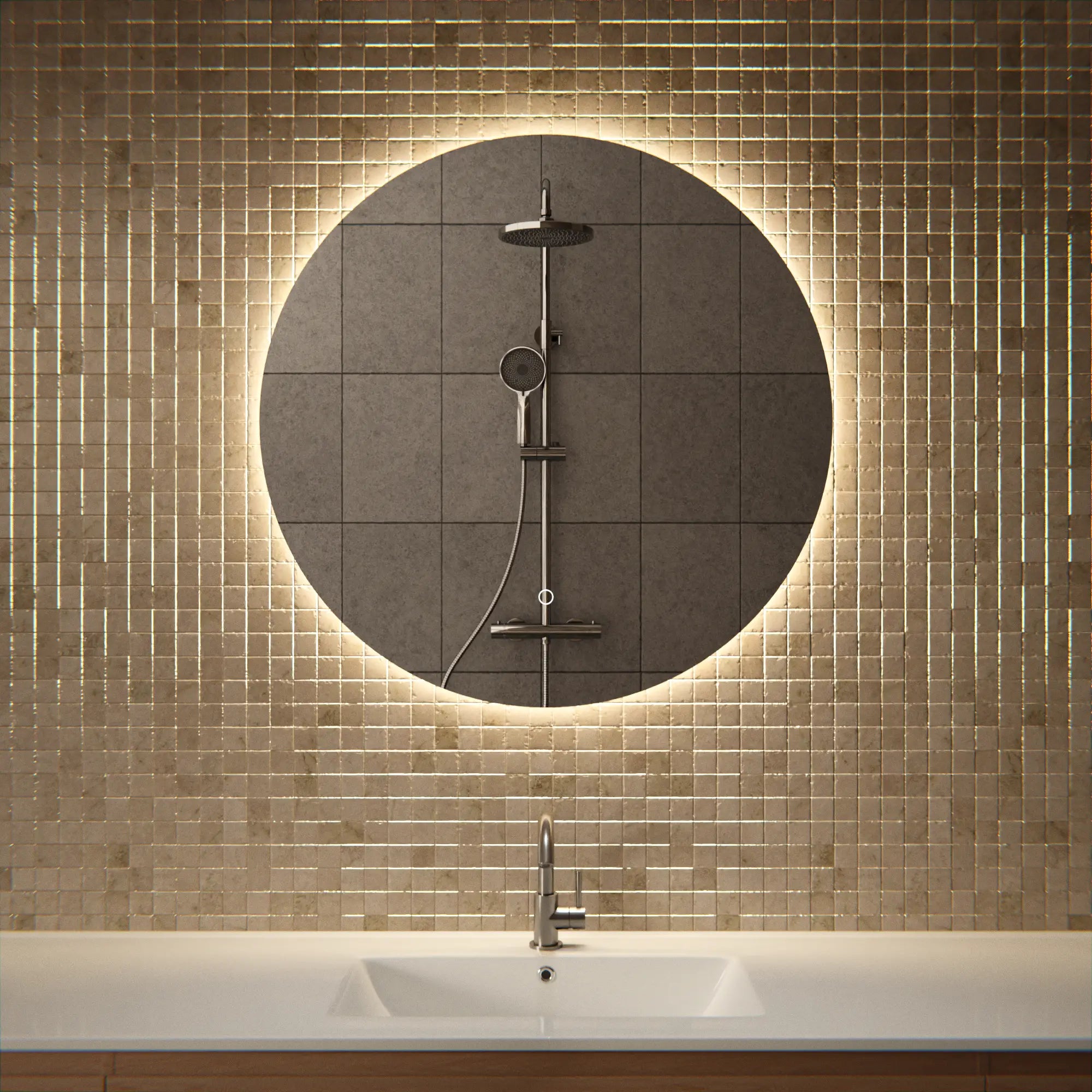 Badezimmerspiegel - Rund - 80cm - Rahmenlos