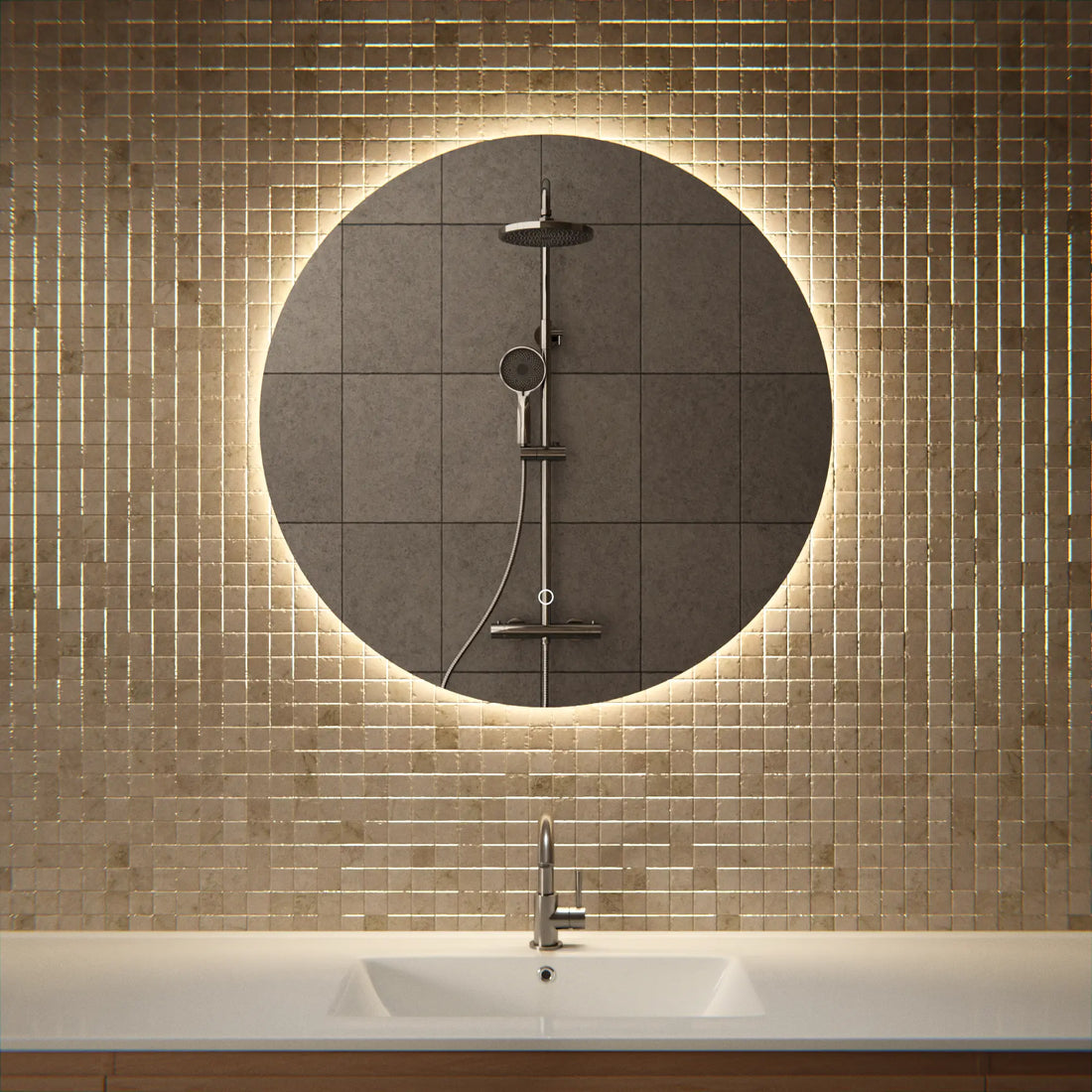 Badezimmerspiegel - Rund - 80cm - Rahmenlos