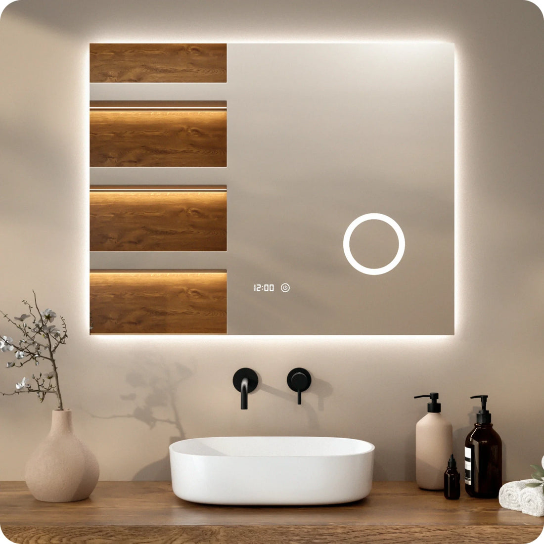 Badezimmerspiegel – 100x80 cm – Rahmenlos - Rechteck - Vorbestellen
