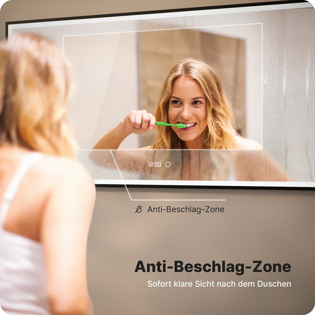 Badezimmerspiegel - 120x60 - Rechteckig - Schwarzer Rahmen - Vorbestellen