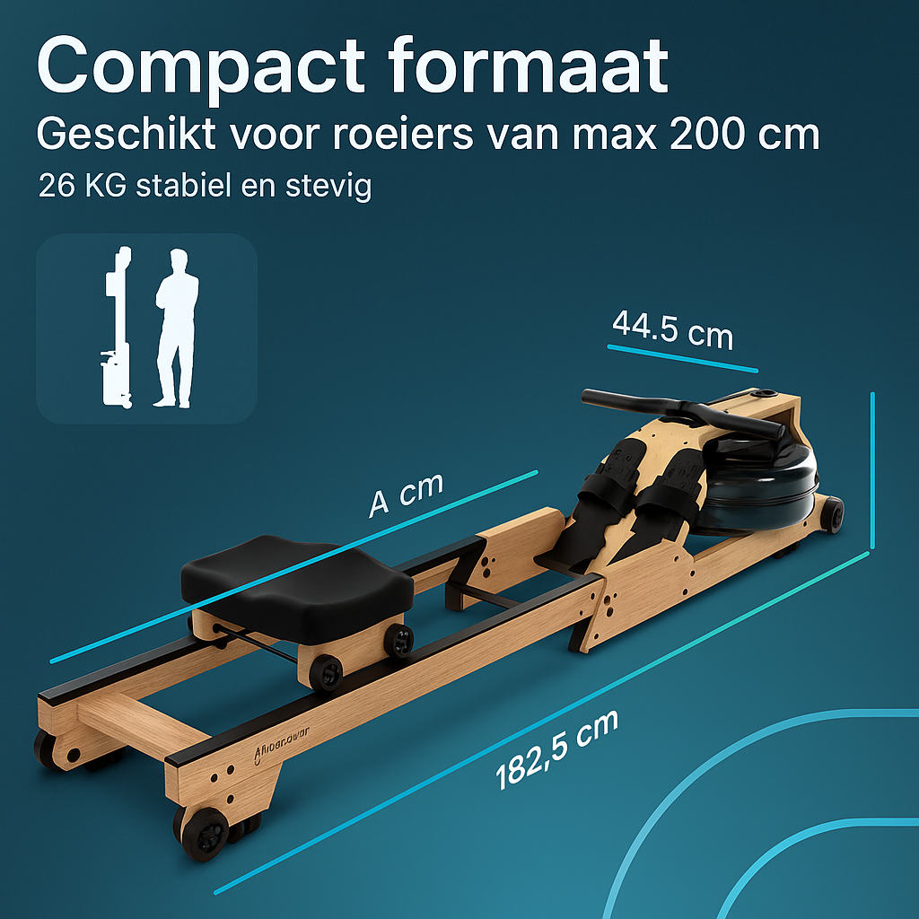 Roeitrainer - Hout Met Waterweerstand - LCD Monitor