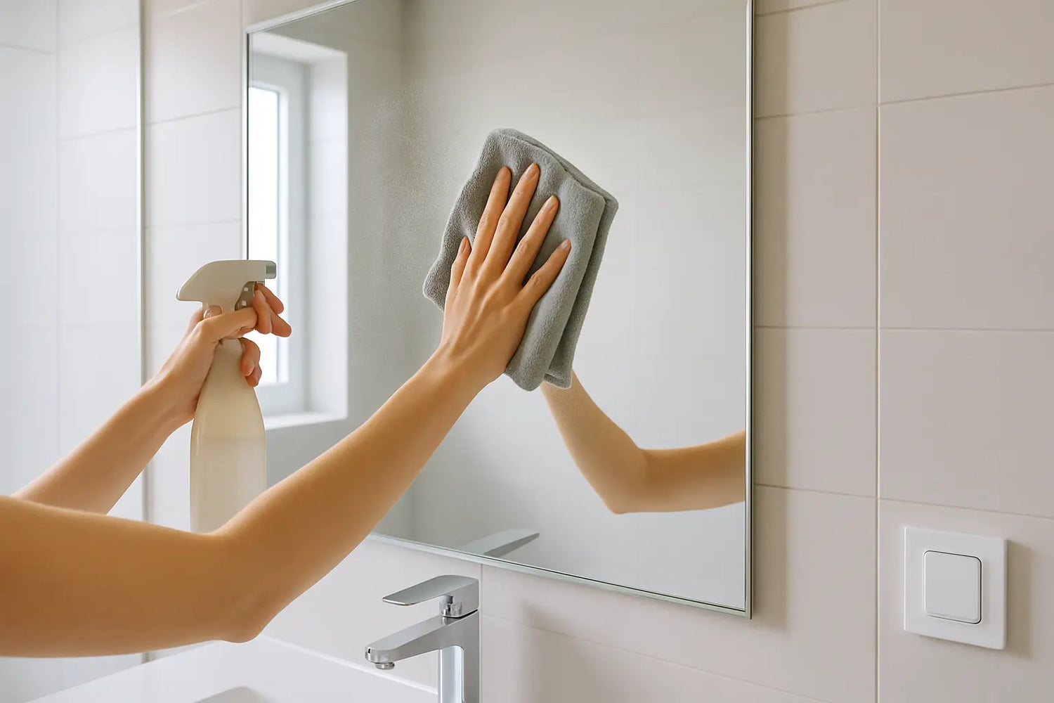 Wie reinigt man am besten den Badezimmerspiegel