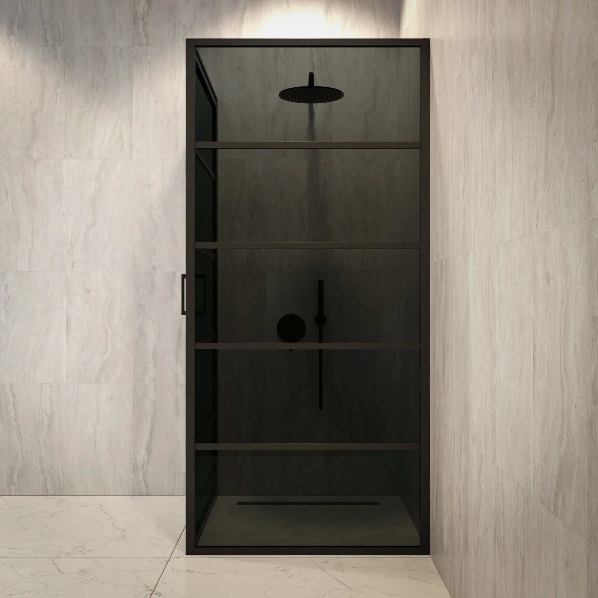 Duschkabine Oris - 90 x 200 - Schwarzes Glas - Schwarz