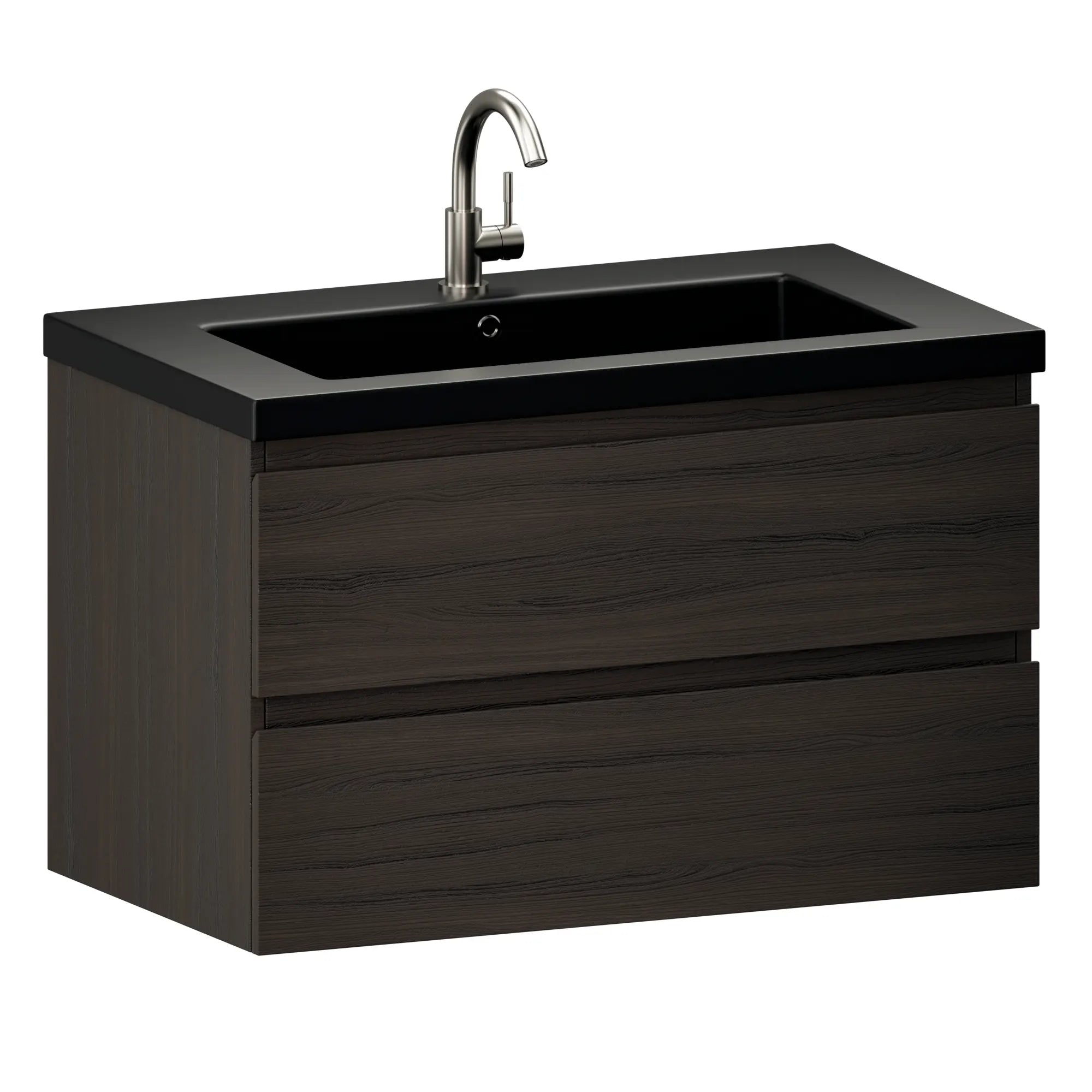 Badezimmermöbel Sova - 80 cm - Walnuss - Waschtisch Weiß