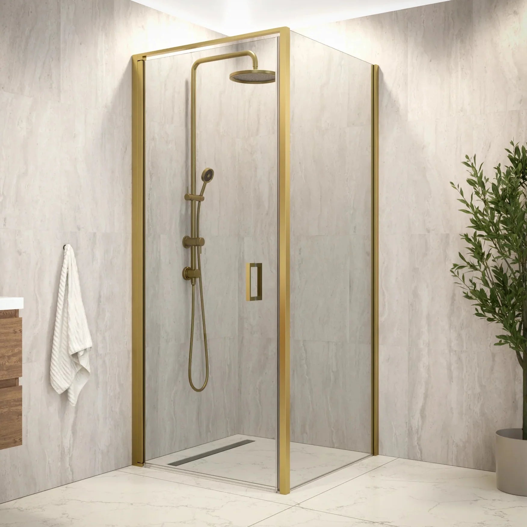 Duschkabine Vela – 90 x 200 – Gold