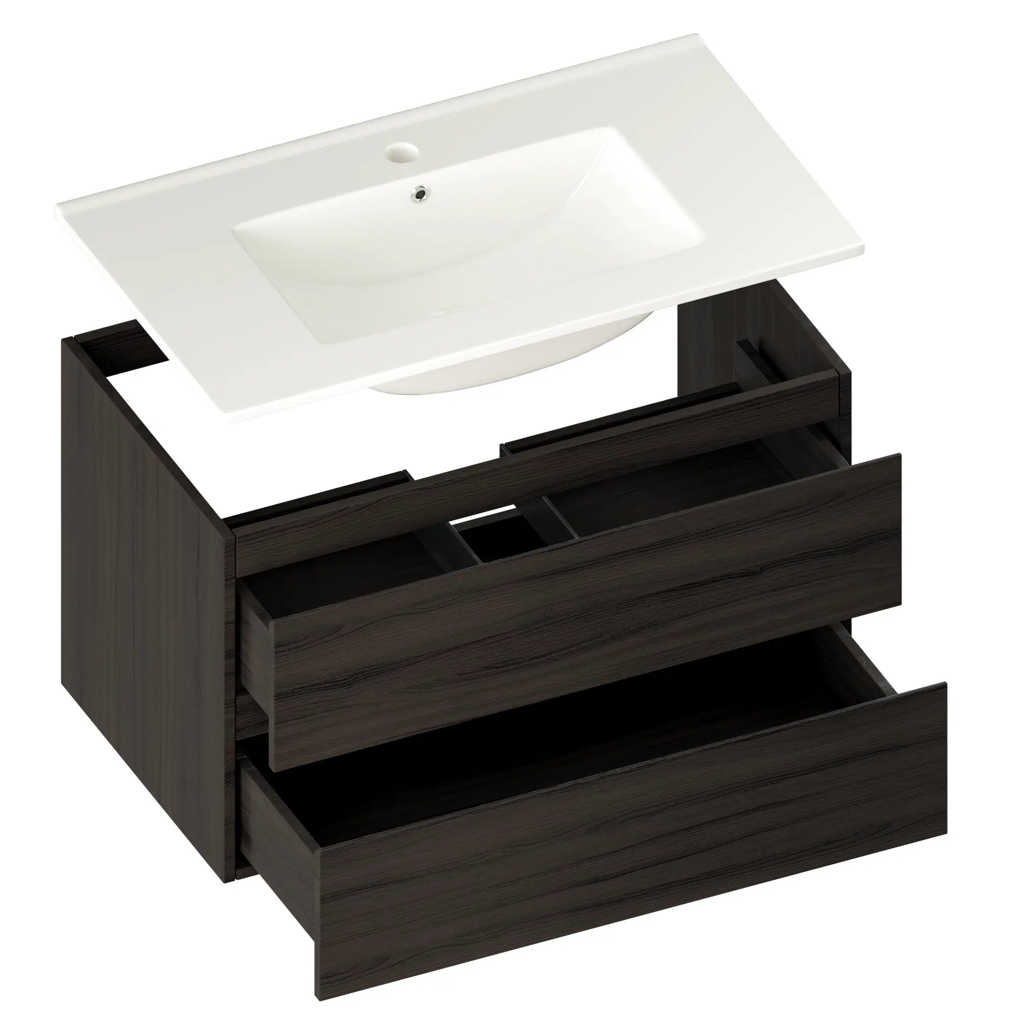 Badezimmermöbel Luma - 80 cm - Walnuss - Weißes Waschbecken - Vorbestellen