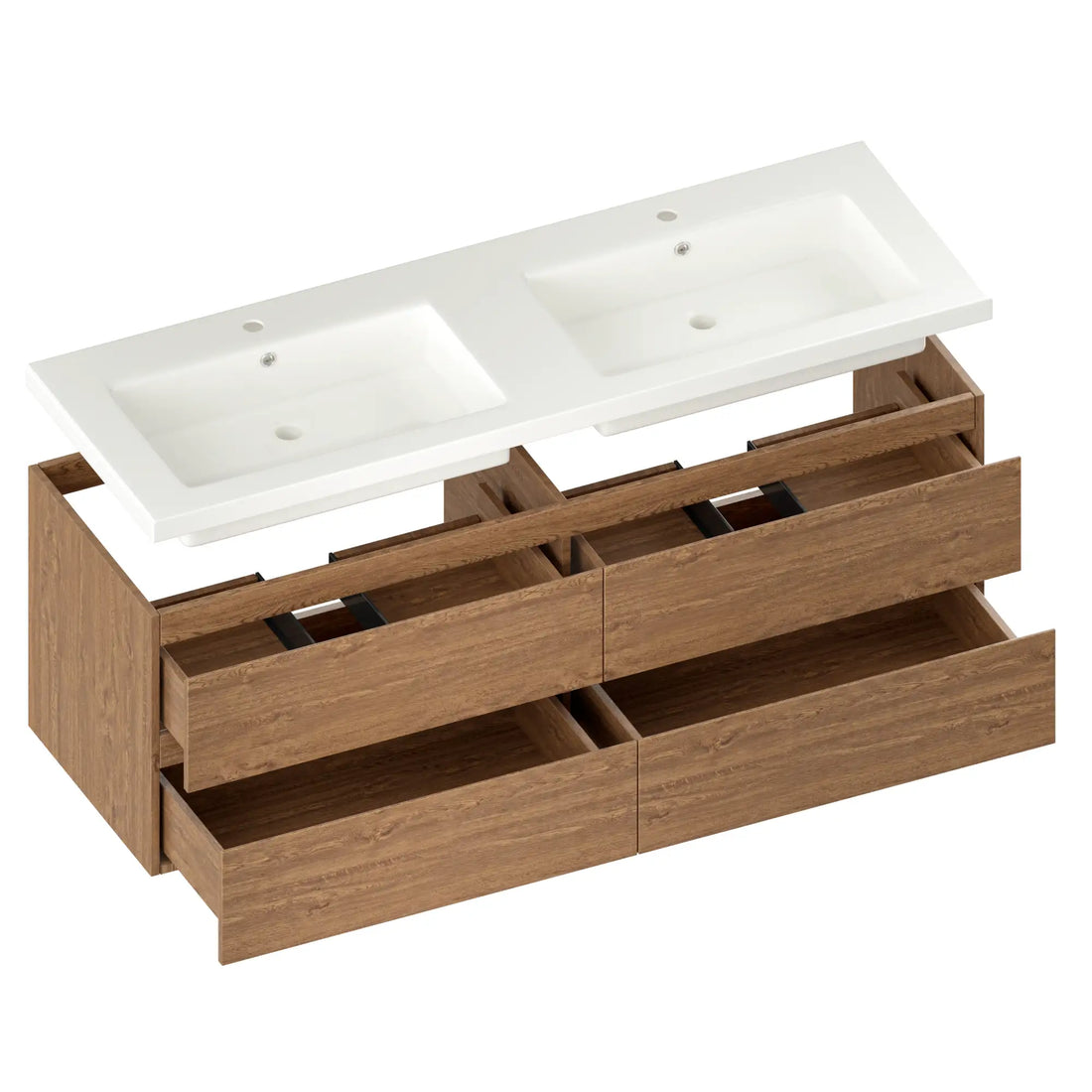 Badezimmermöbel Arato - 140cm - 2 Warm Eiche- Warm Eiche - Waschbecken Weiß