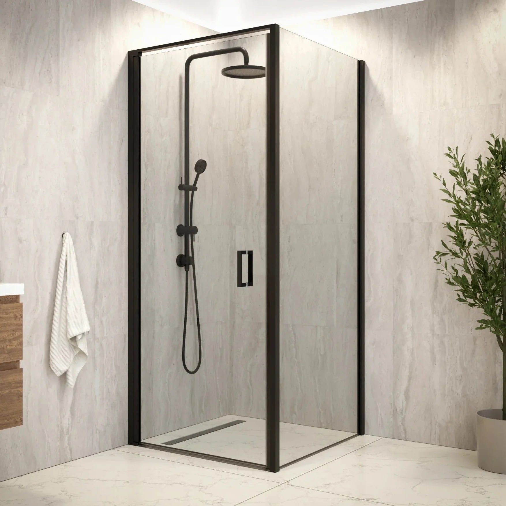 Duschkabine Vela – 90 x 200 – Schwarz