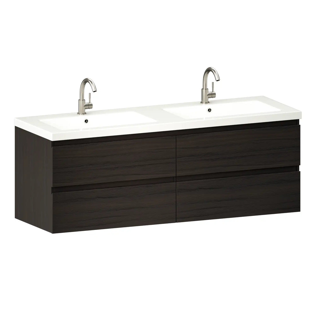 Badezimmermöbel Arato - 140 cm - Walnuss - Waschtisch Weiß