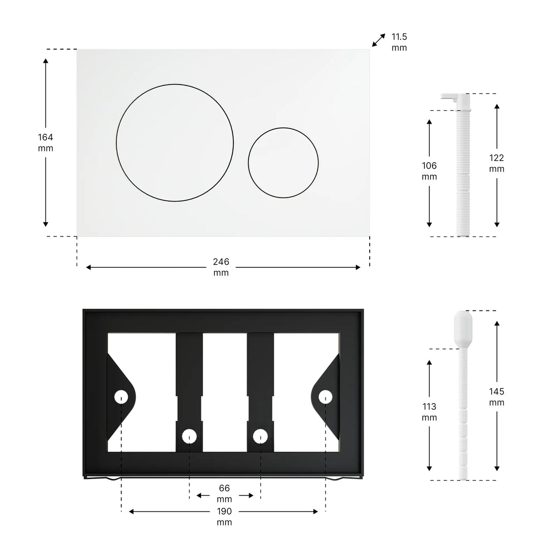 Mirlux Bedienungsplatte - Matt Weiß-ABS-Kunststoff DualFlush