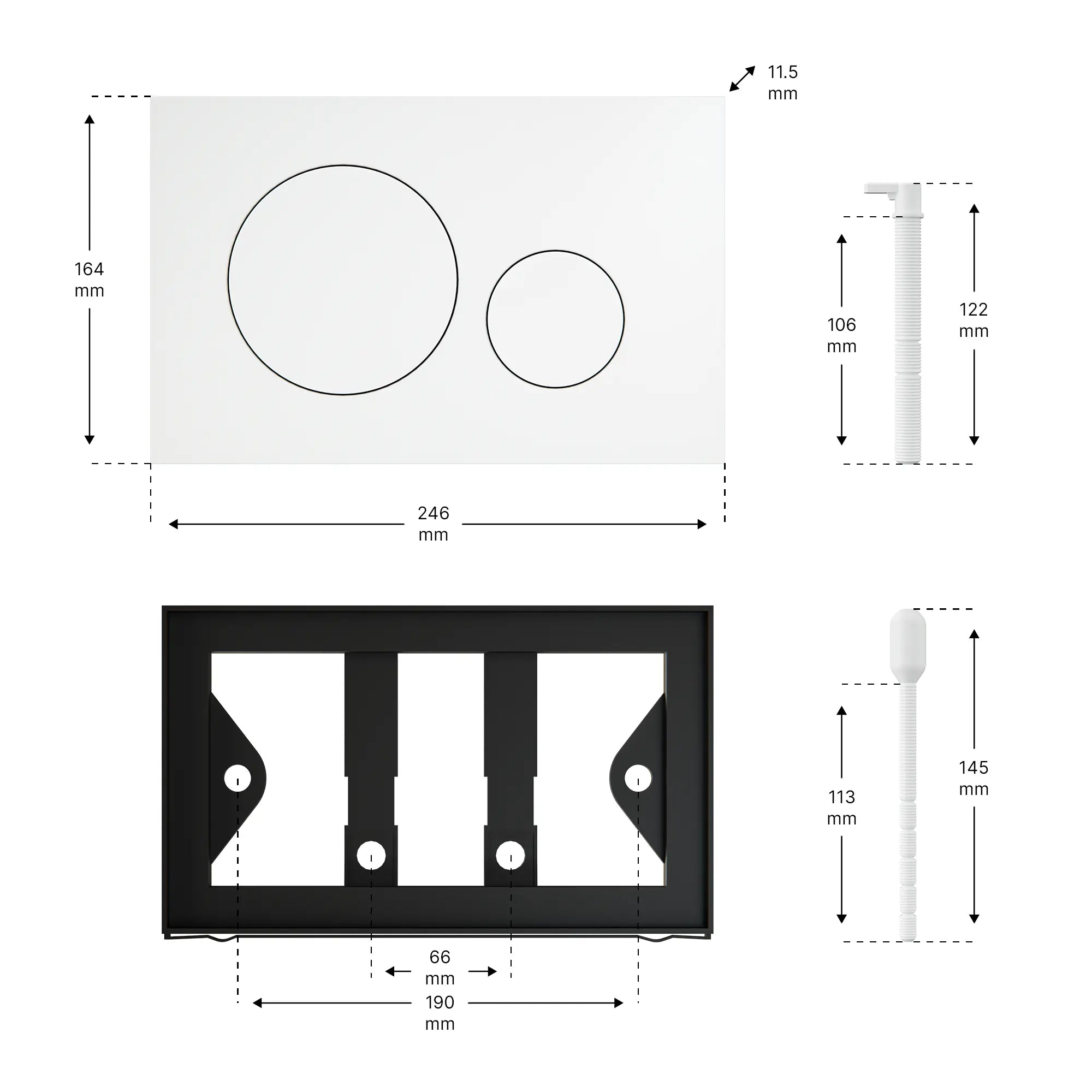 Mirlux Bedienplatte - Matt Weiß-ABS-Kunststoff DualFlush - Vorbestellen