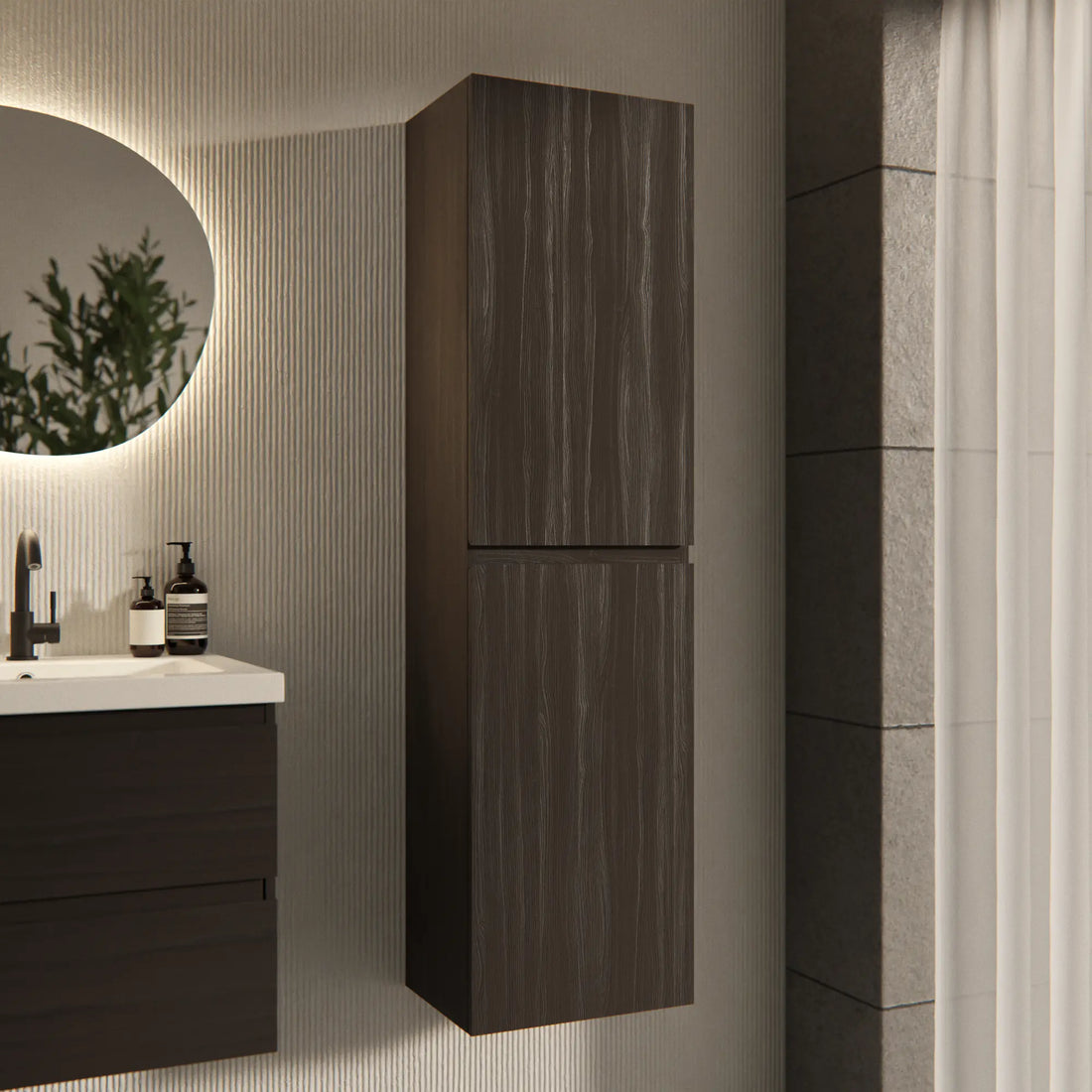 Badezimmer Hochschrank Ruvo – 150 cm – Walnussbraun