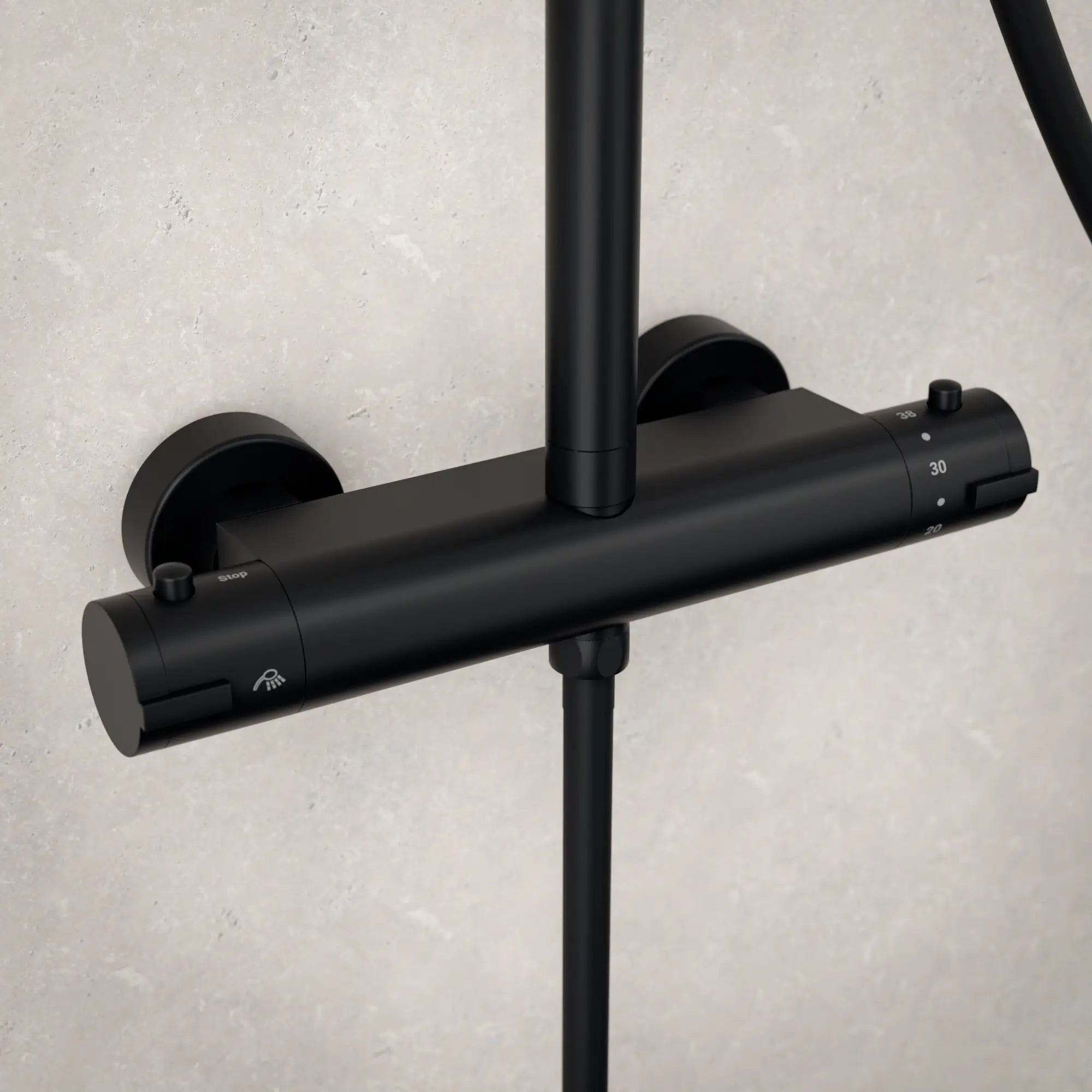 Regendusche Valo - Matt Schwarz mit Thermostatarmatur - 25 cm - Vorbestellen