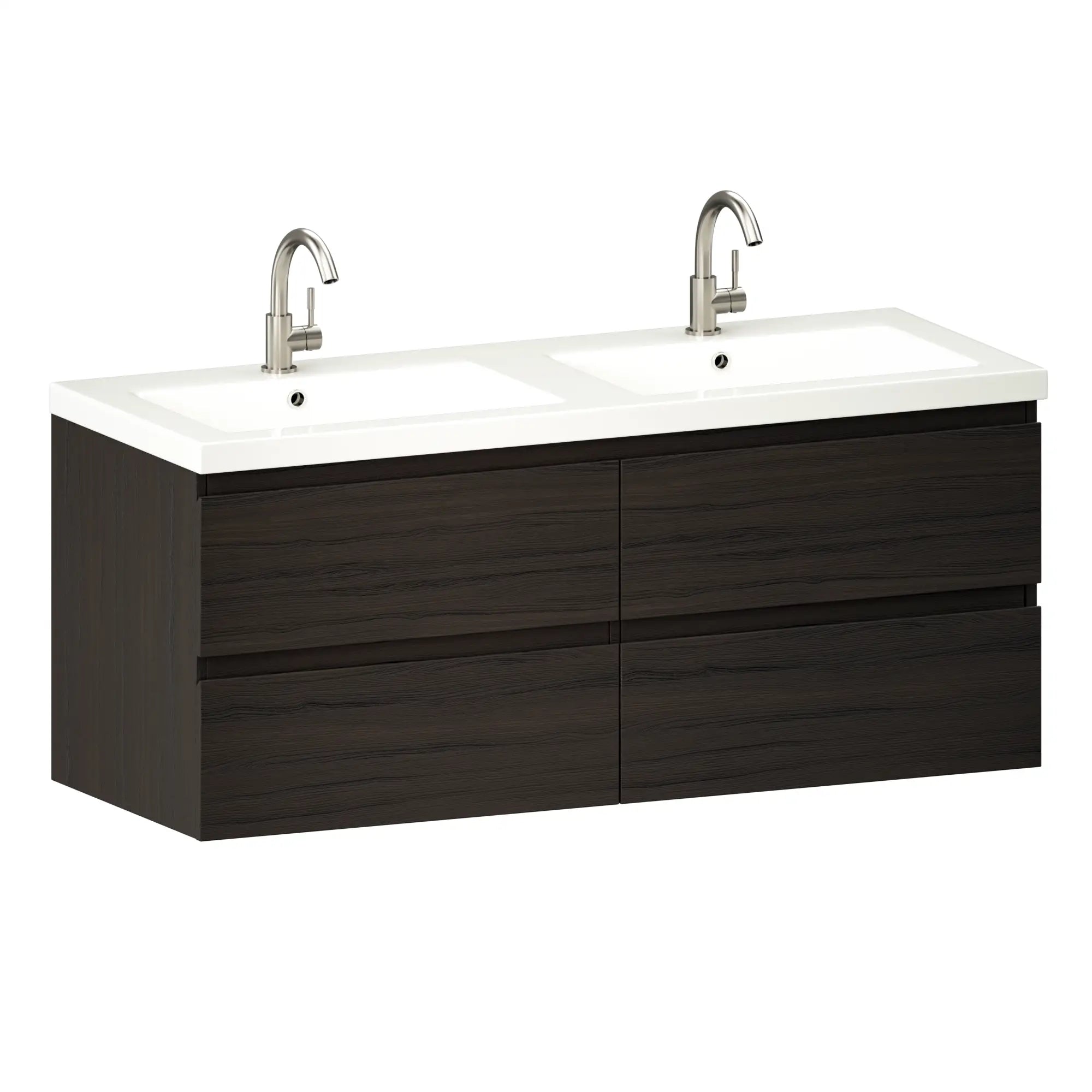 Badezimmermöbel Asora - 120 cm - Walnuss - Waschtisch Weiß