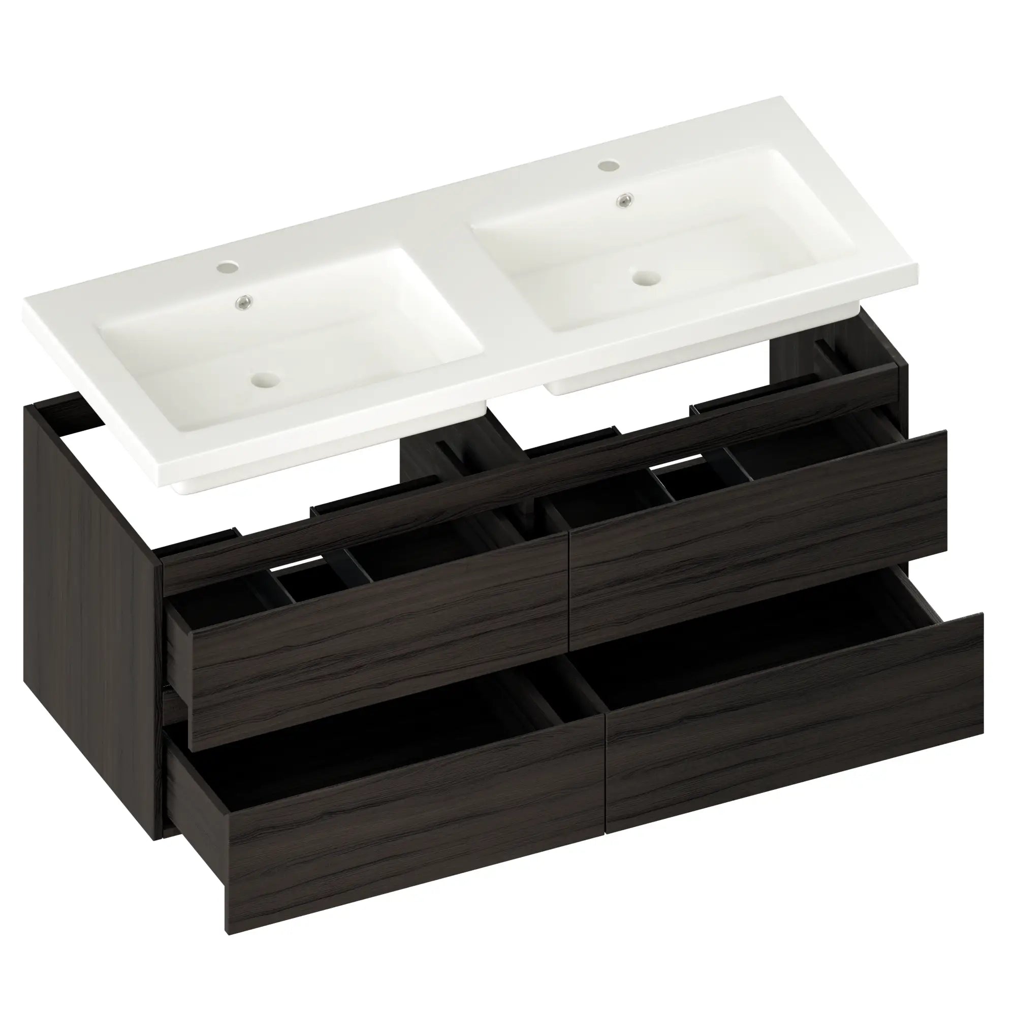 Badezimmermöbel Asora - 120 cm - Walnuss - Waschtisch Weiß