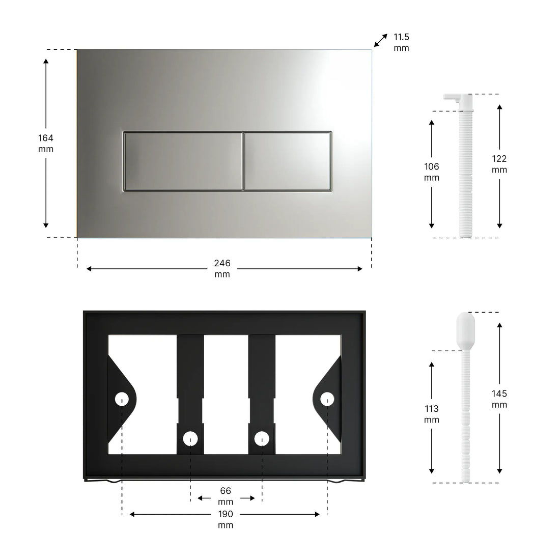Mirlux Bedienungsplatte - Grau - ABS Kunststoff DualFlush