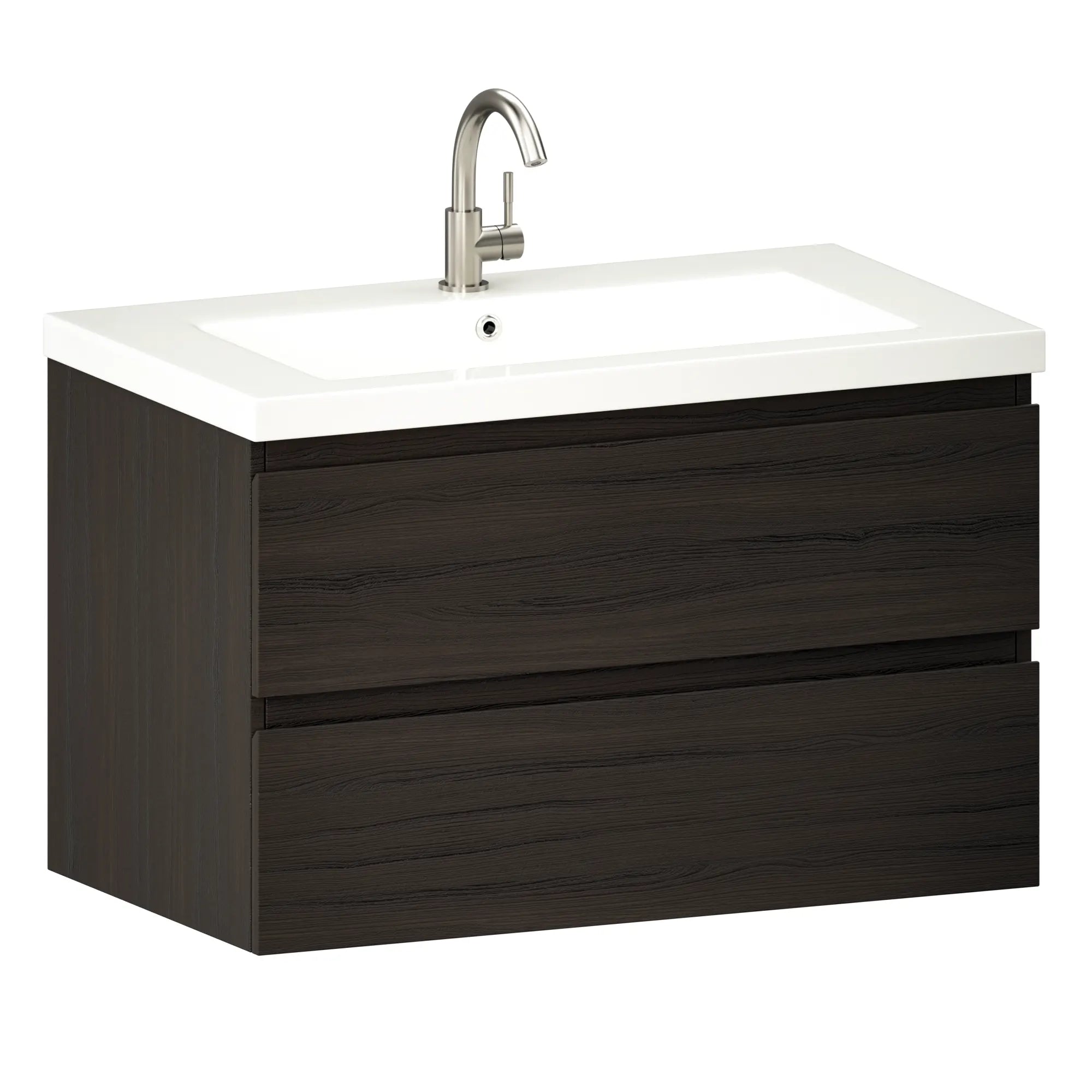 Badezimmermöbel Sova - 80cm - Walnuss - Waschbecken Weiß
