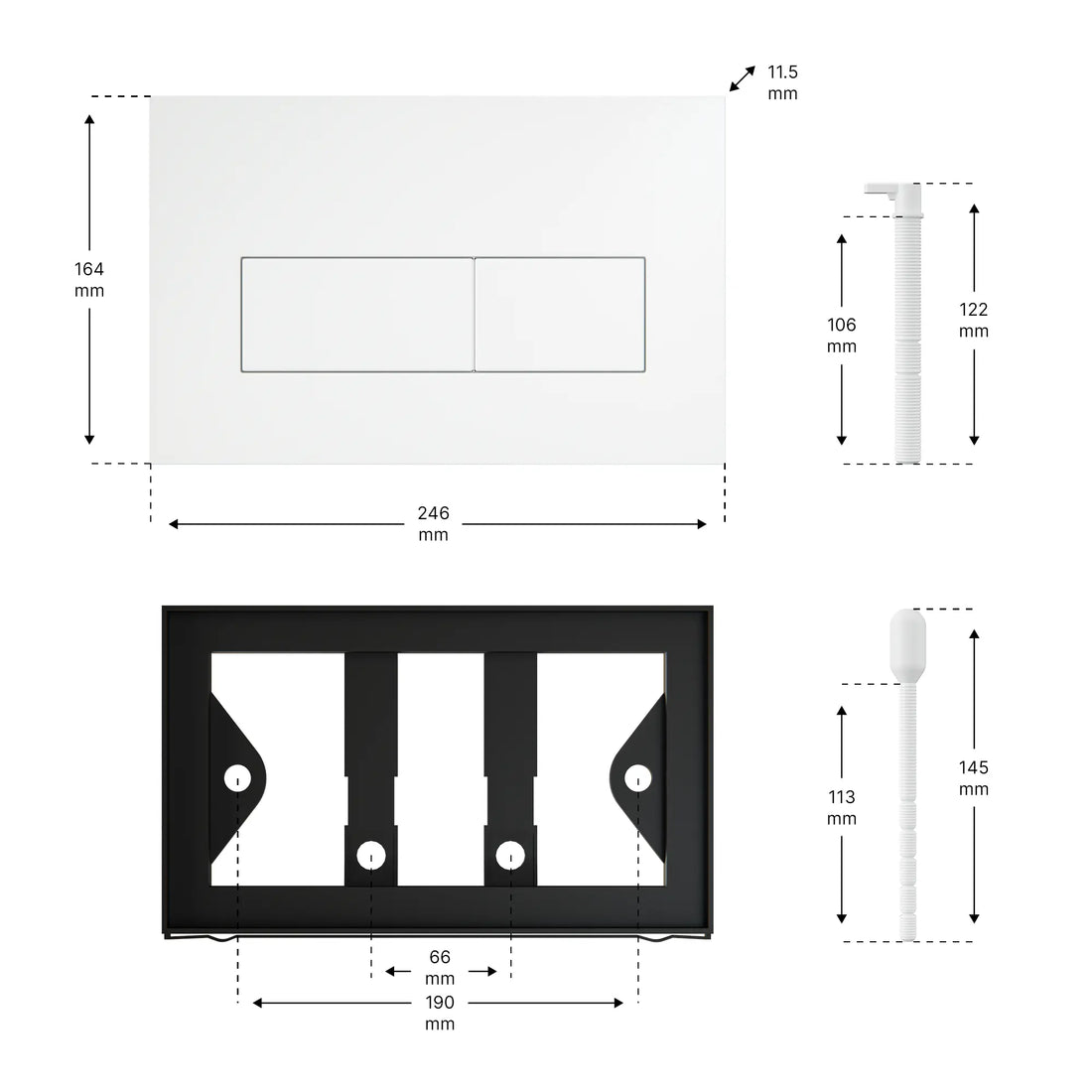 Mirlux Bedienungsplatte - Matt Weiß- ABS Kunststoff DualFlush