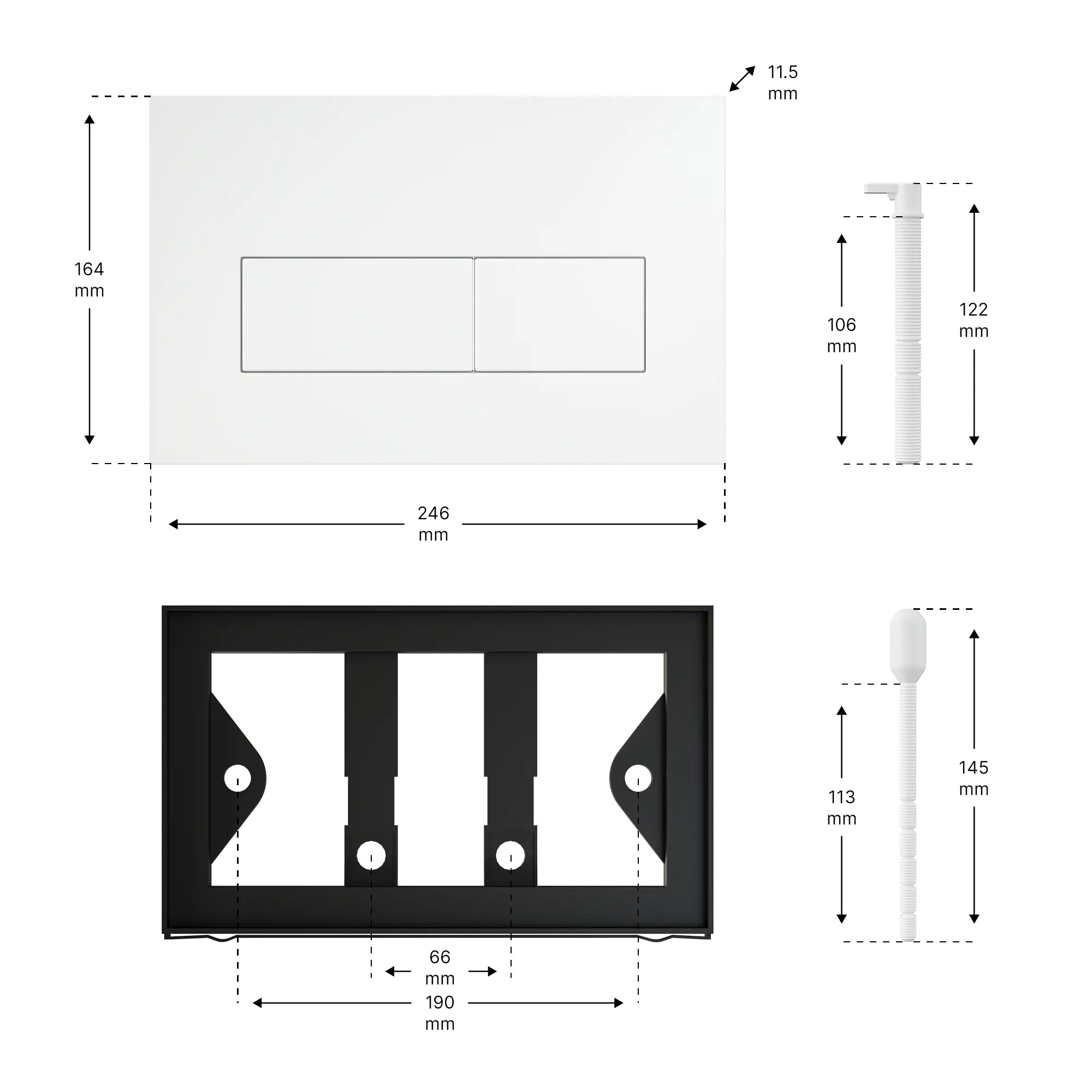 Mirlux Bedienungsplatte - Matt Weiß- ABS Kunststoff DualFlush - Vorbestellen