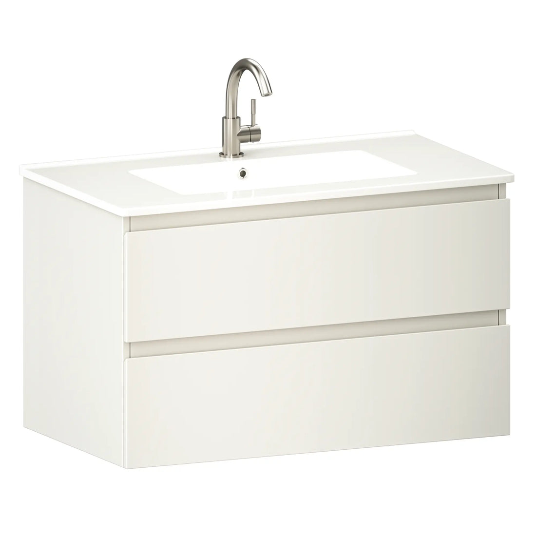 Badezimmermöbel Luma - 80 cm - Weiß - Weißes Waschbecken