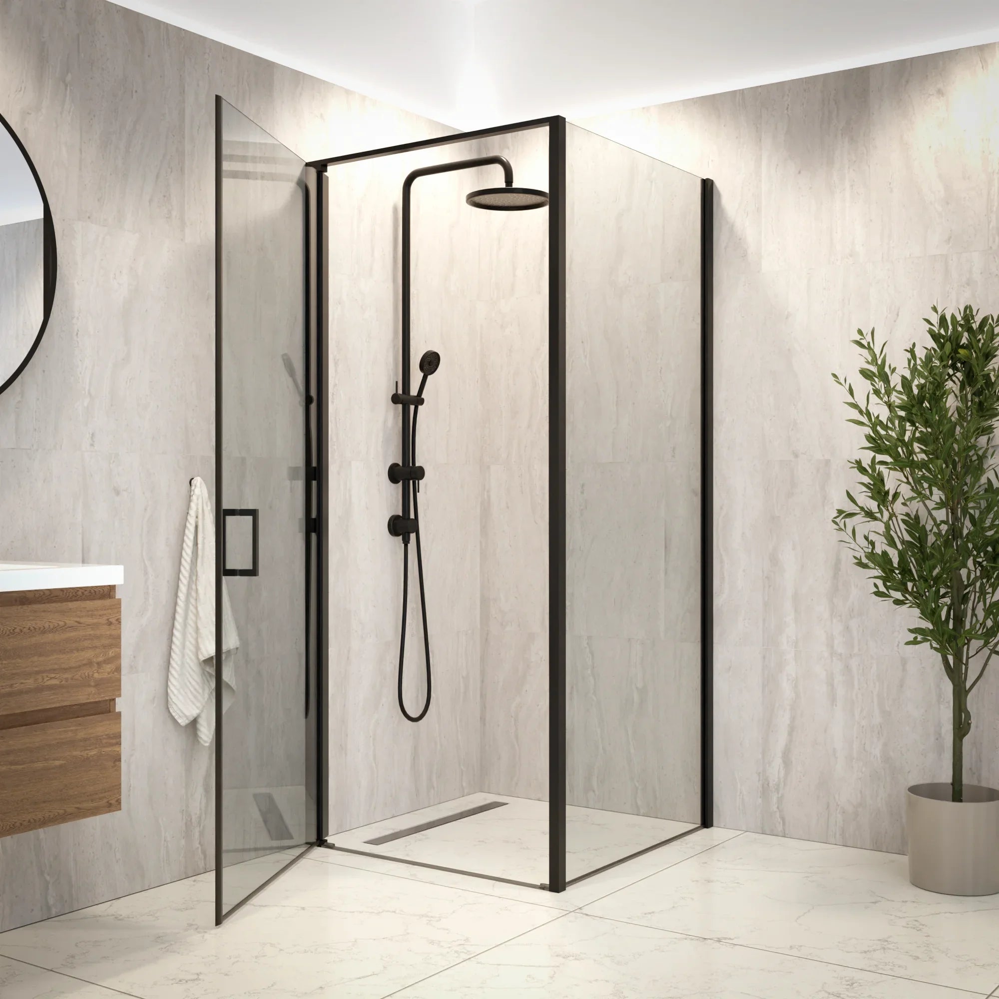 Duschkabine Vela – 90 x 200 – Schwarz