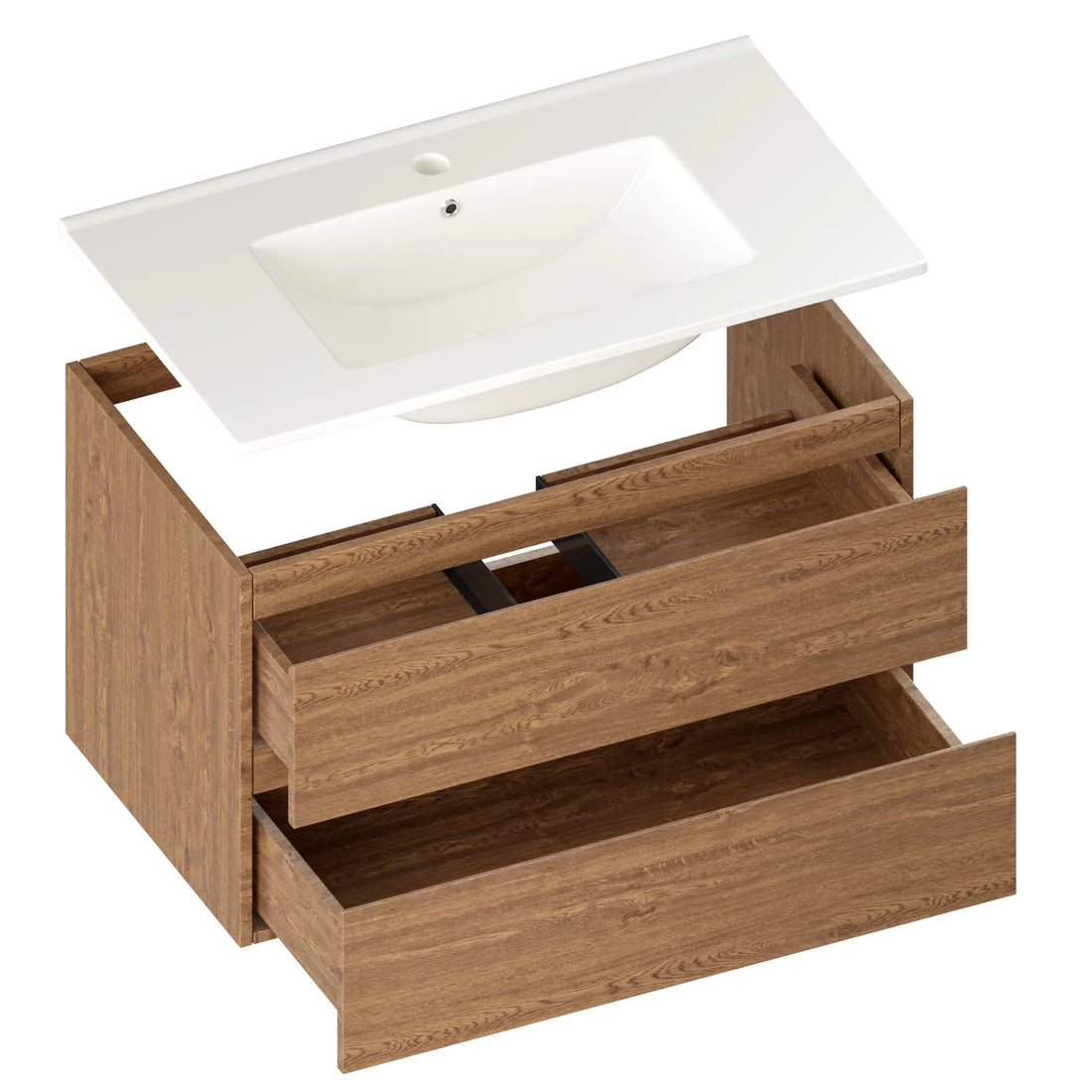 Badezimmermöbel Luma - 80 cm - Warm Eiche - Weißes Waschbecken