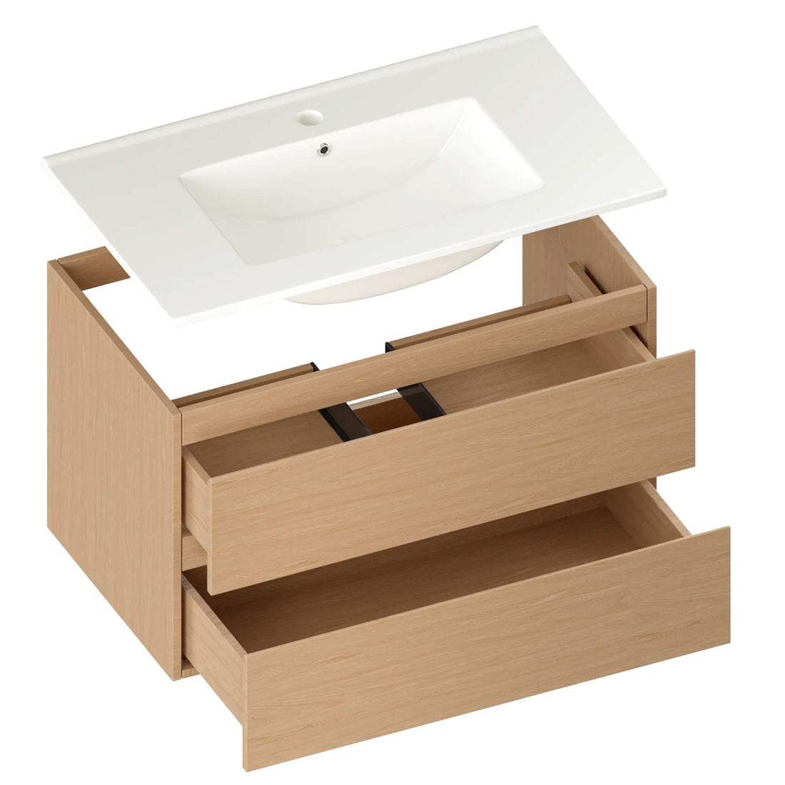 Badezimmermöbel Luma - 80 cm - Helle Eiche - Weißes Waschbecken