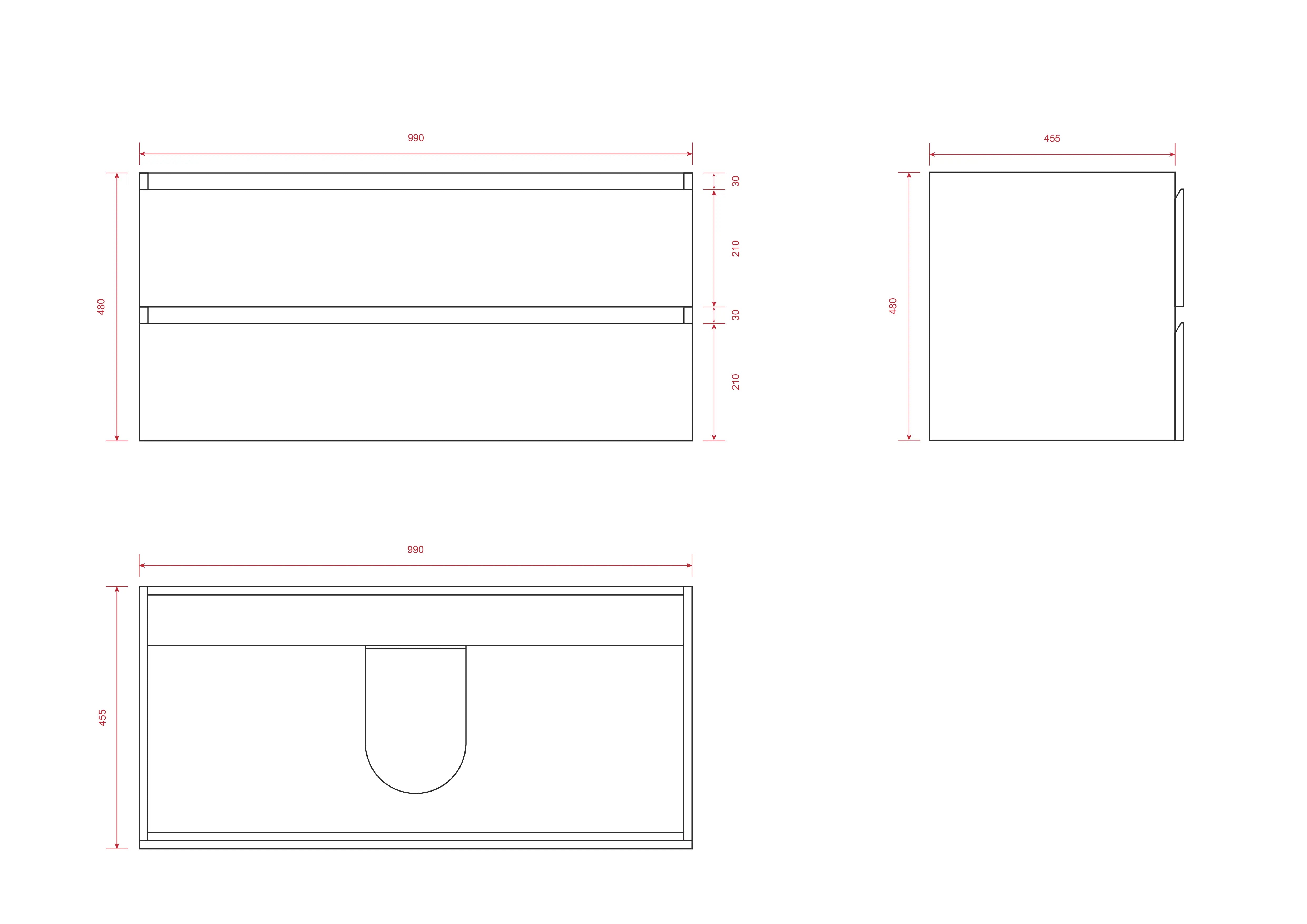 Badezimmermöbel Sena – 100 cm – Warmeiche – Weißes Waschbecken