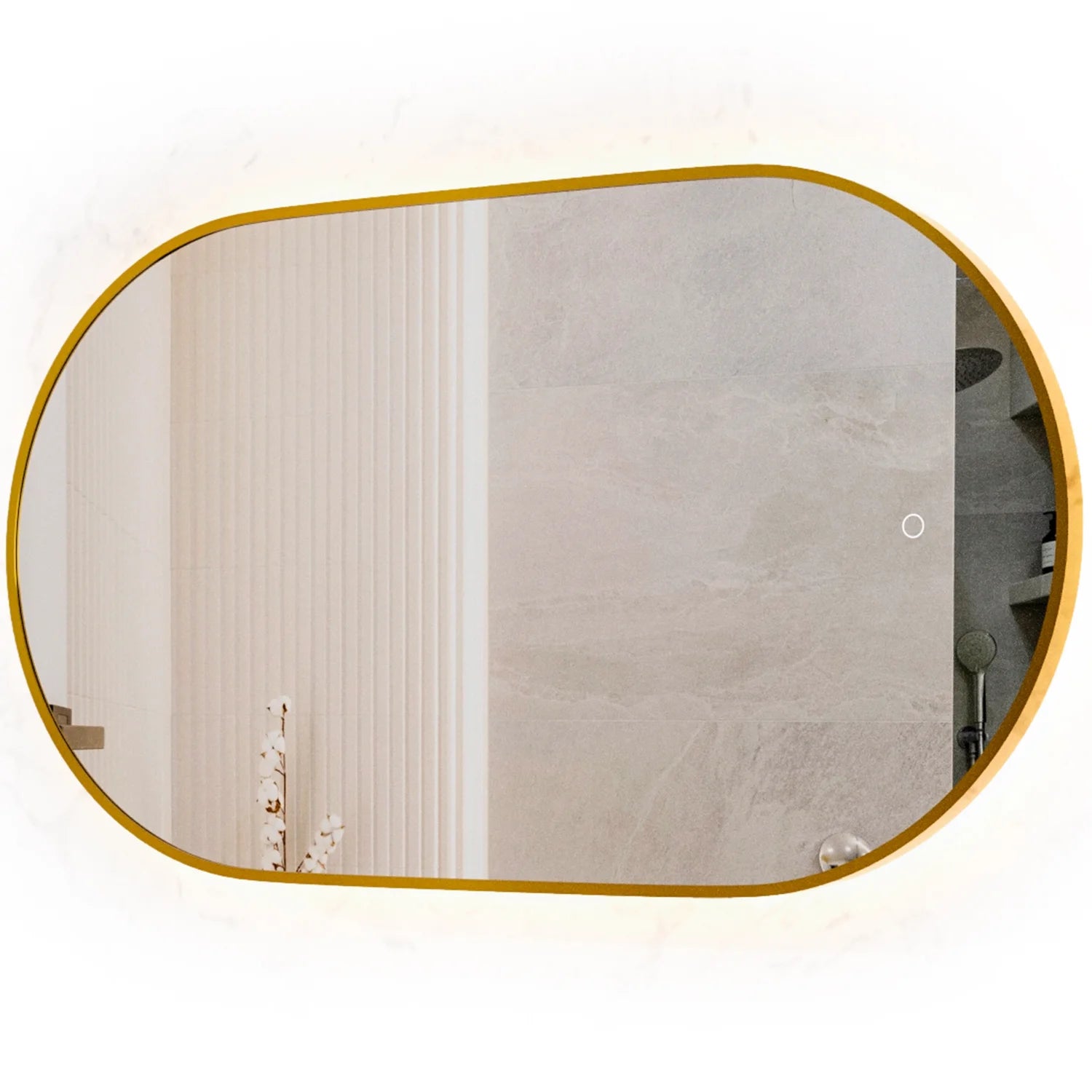 Badezimmerspiegel – 90x50cm Oval – Gold Rahmen