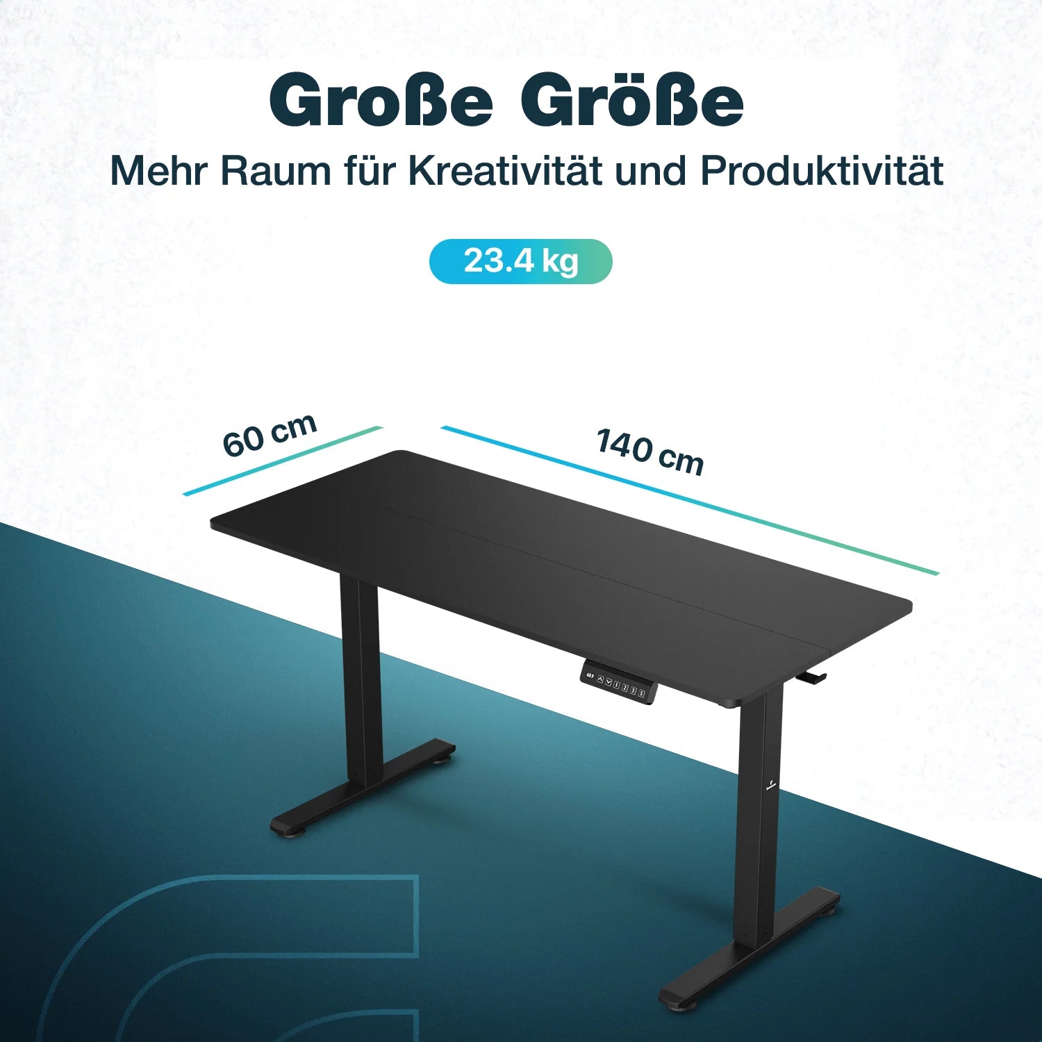 Flowsense Sitz-Steh-Schreibtisch - Verstellbarer elektrischer Schreibtisch - 140 x 60 cm