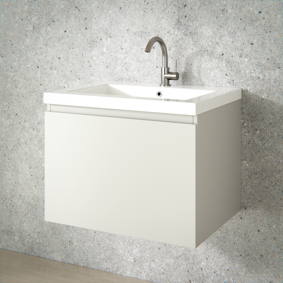 Badezimmermöbel Vino - 60 cm - Taupe - Waschbecken Weiß