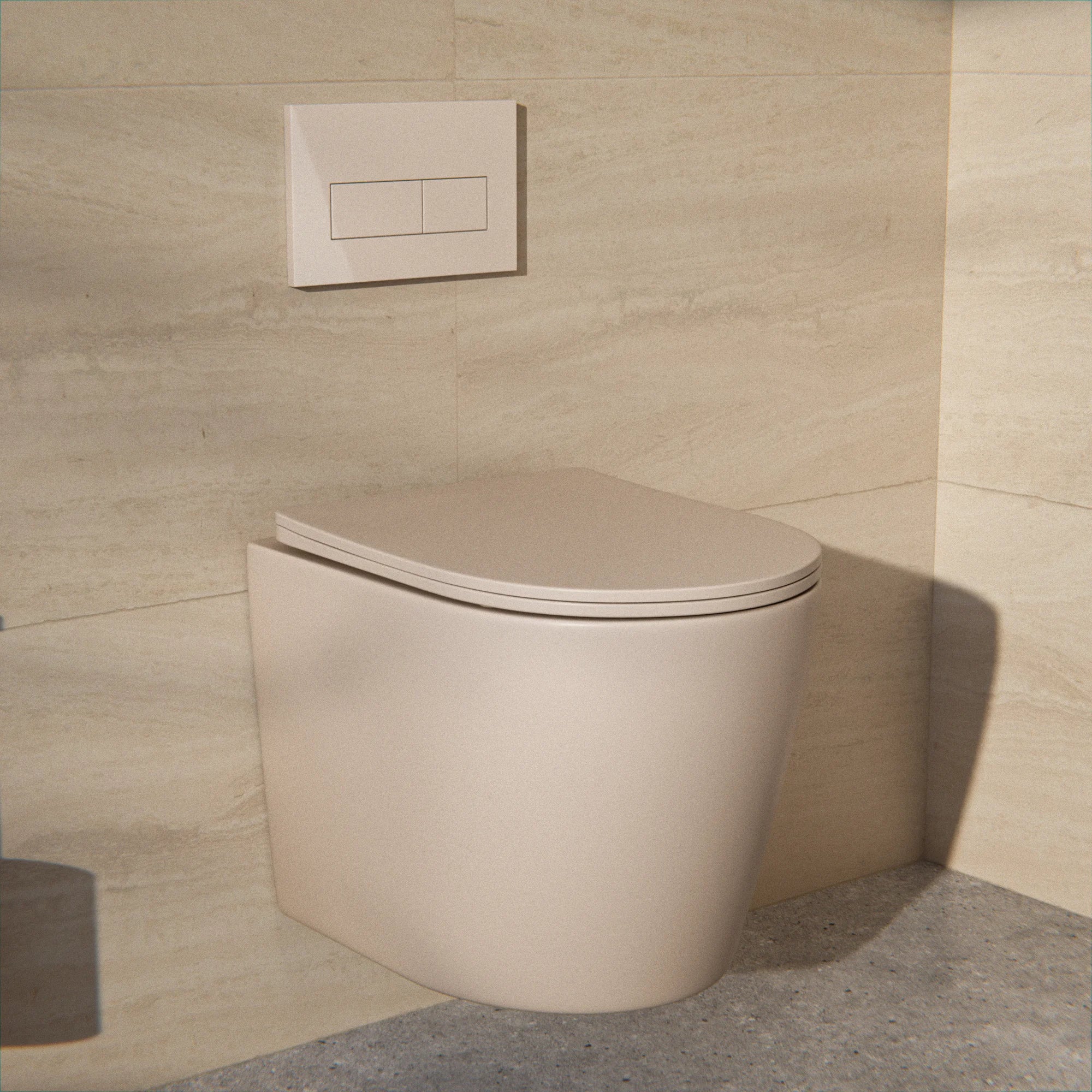 Hängendes WC Varo - Randlos - Soft-Close-Sitz - Taupe