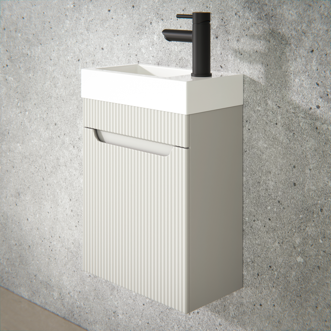 Badezimmermöbel Vivo - 40cm - Taupe - Waschbecken Weiß