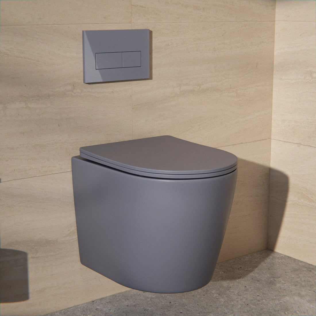 Hängendes WC Varo - Randlos - Soft-Close-Sitz - Grau