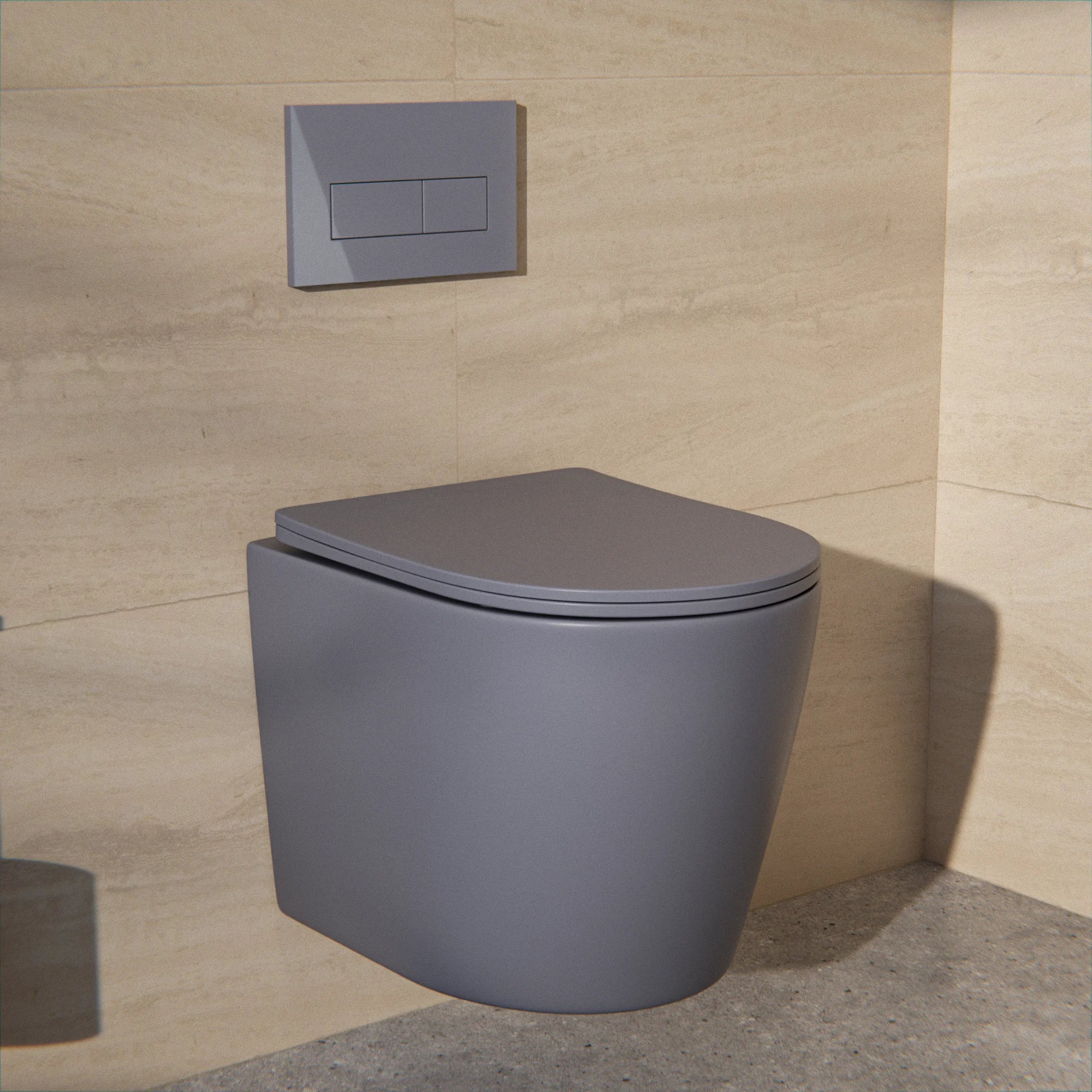 Hängendes WC Varo - Randlos - Soft-Close-Sitz - Grau
