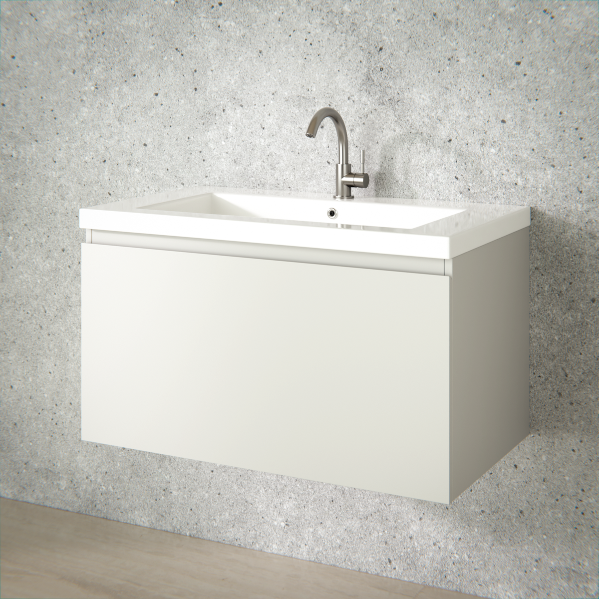 Badezimmermöbel Niko - 80cm - Taupe - Waschbecken Weiß